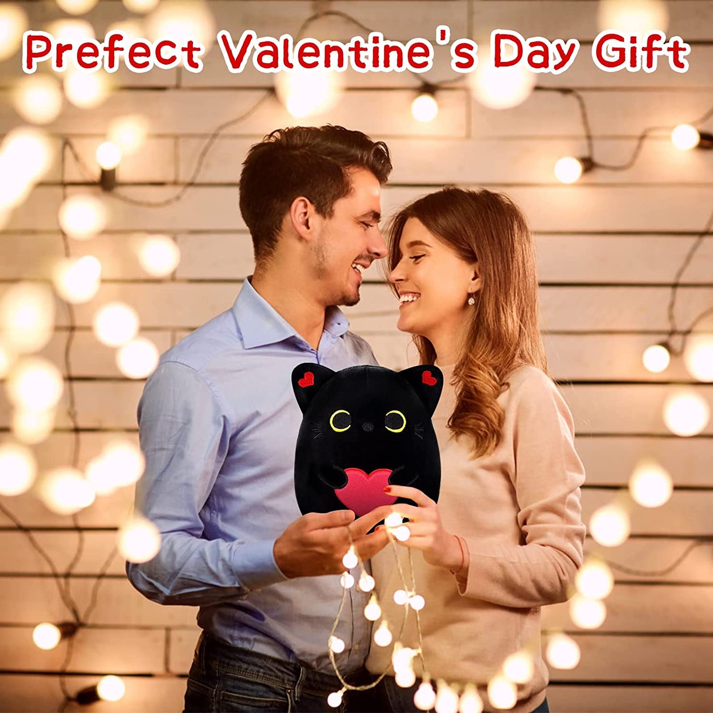 Black Cat Plush Pillow Soft Plush Doll Cat Plushie Cat Pillow, Loving Cat Stuffed Animal Pillow Toys Sofa Pillow Decoration Doll Gift for Kids