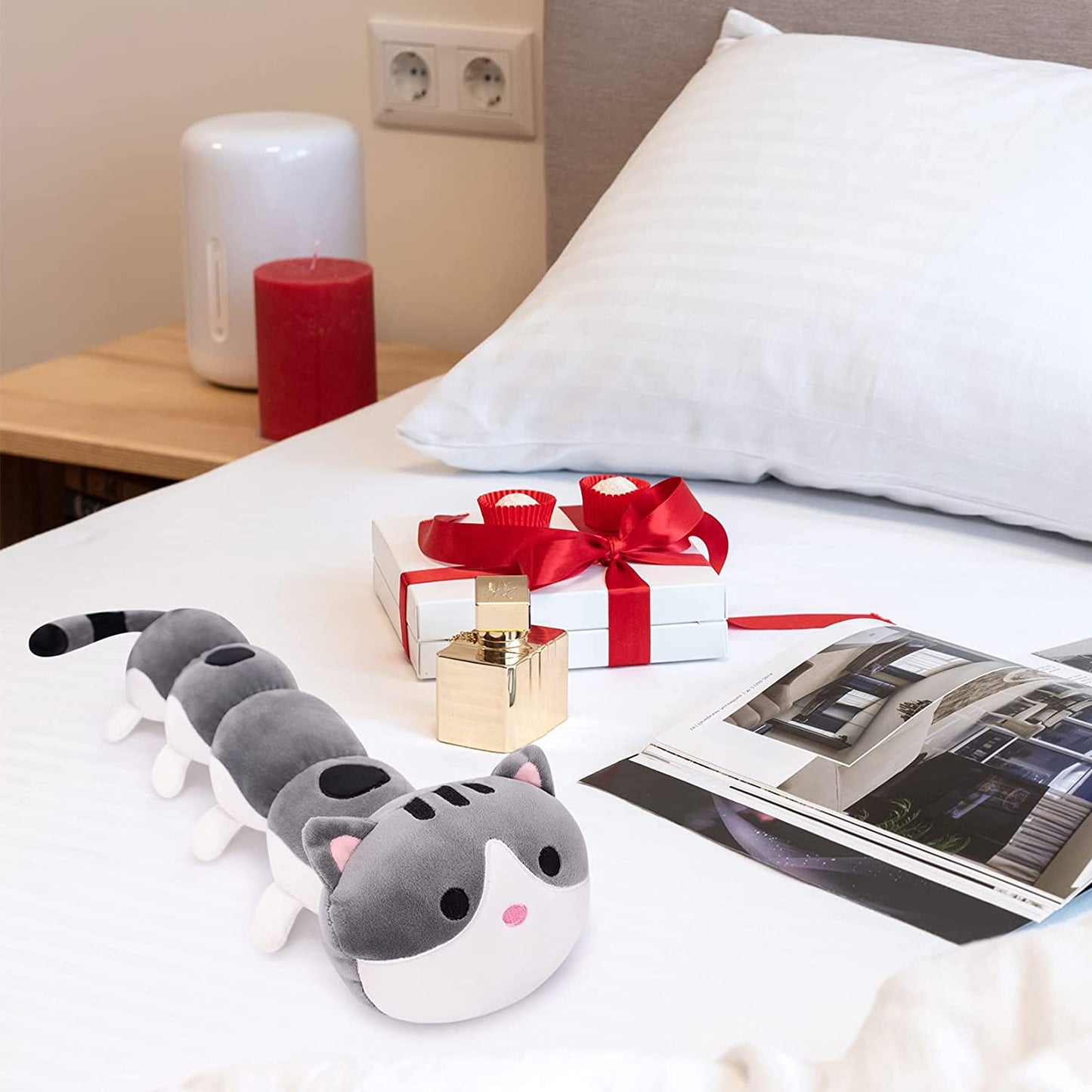 Desdfcer Cat Plush Pillow, Long Cat Stuffed Animal Toy, Cute Cat Plushies Doll, Cat Toys for Kids Birthday Christmas Valentines Day Gifts