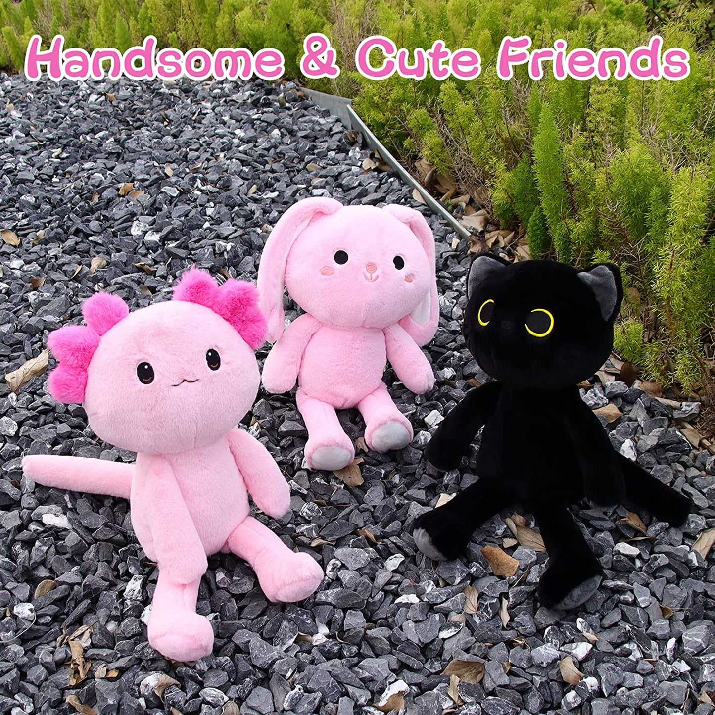 Black Cat Plush Toys Black Cat Stuffed Animals Plush，Cute Black Cat Plushie Doll Soft Black Cat Pillow, Kawaii Stuffed Animal Cat Toy for Kids Birthday Valentines Day Gifts Decor