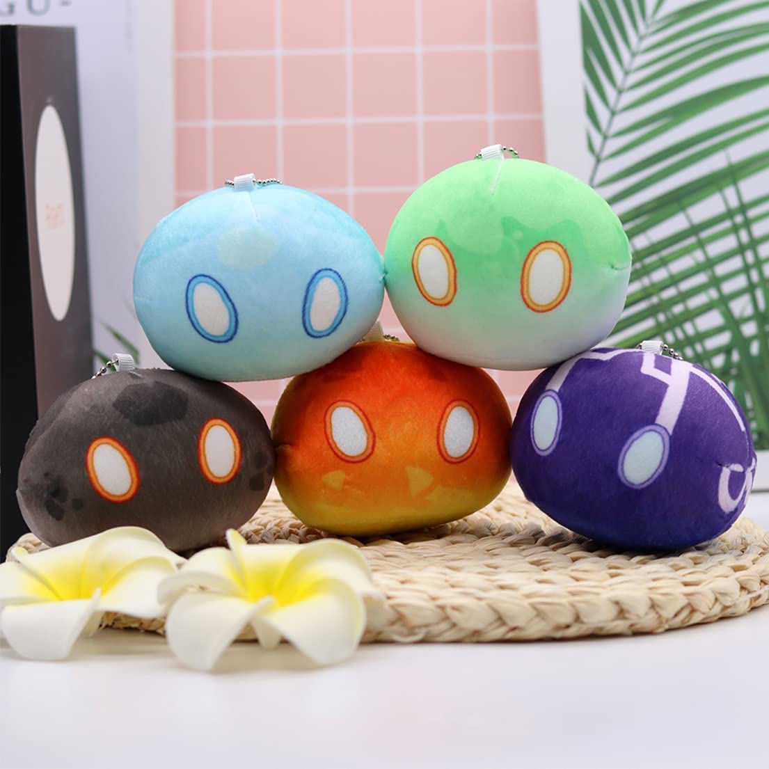 Gen-shin Impact Plush Monster Plush Toy Gen-shin Impact Figure Cosplay Keychains Plush Stuffed Doll Soft Pillow Cosplay Props (5pcs, 3.93 in)
