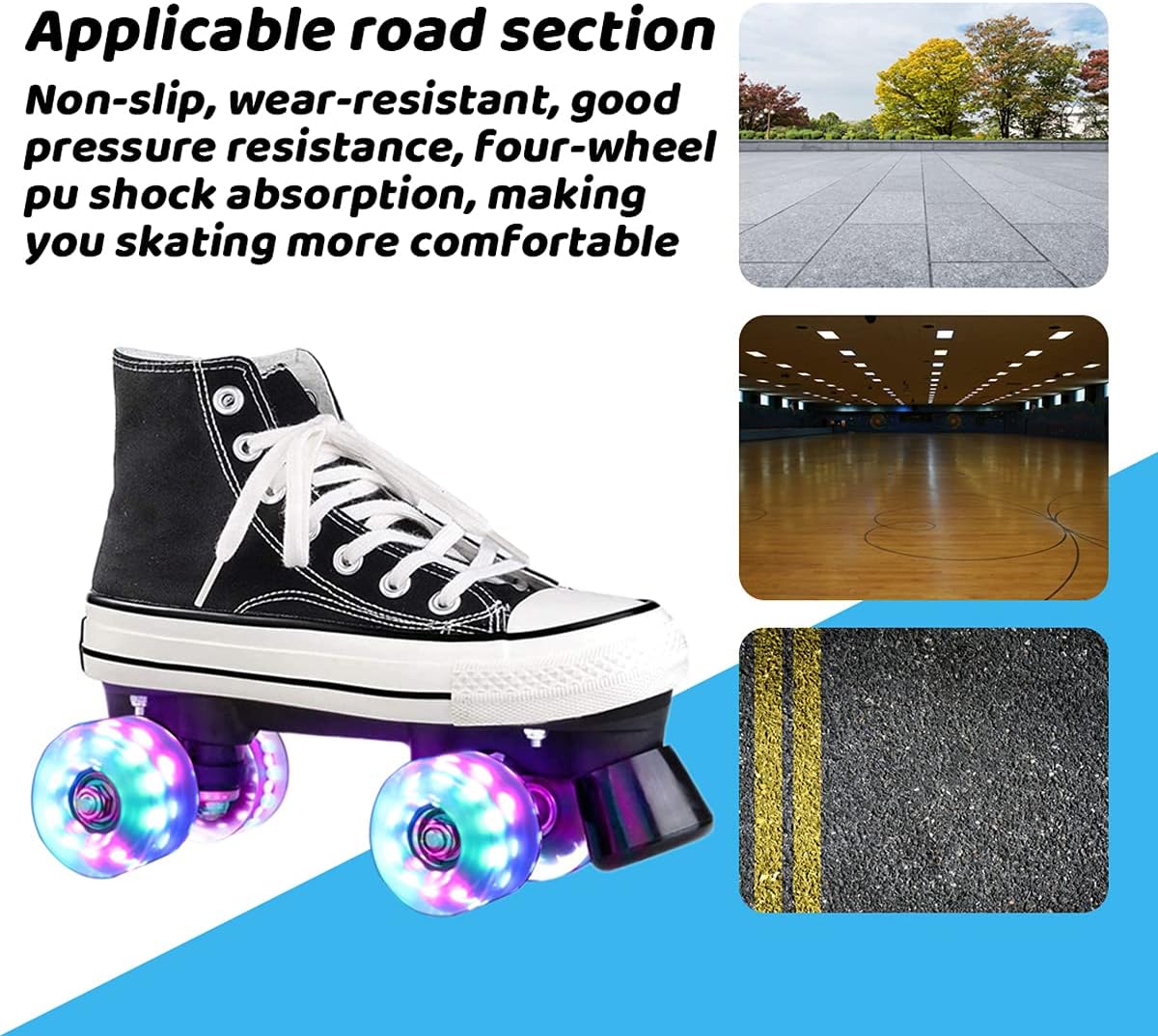 Light up Roller Skate Wheels Suitable fo Indoor Outdoor Roller Skate Wheels Skateboard Roller Skate Parts High-Speed Rotating Luminous Rollerskate Wheels（8PCS）