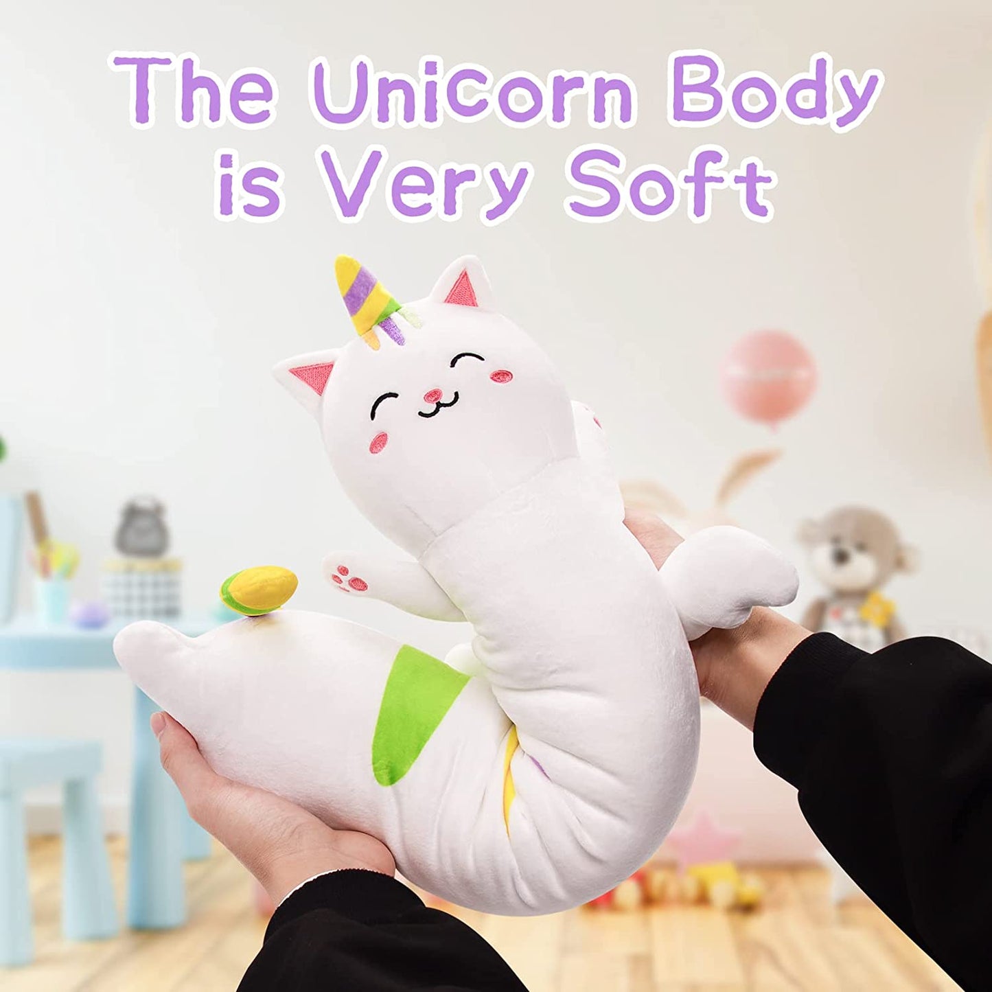 32In Long Cat Plush Body Pillow, Cute Long Cat Plush Toys Soft Easter Plush Toy, Soft Plush Cat Plushies Toy for Birthday Christmas Easter Kids Gifts