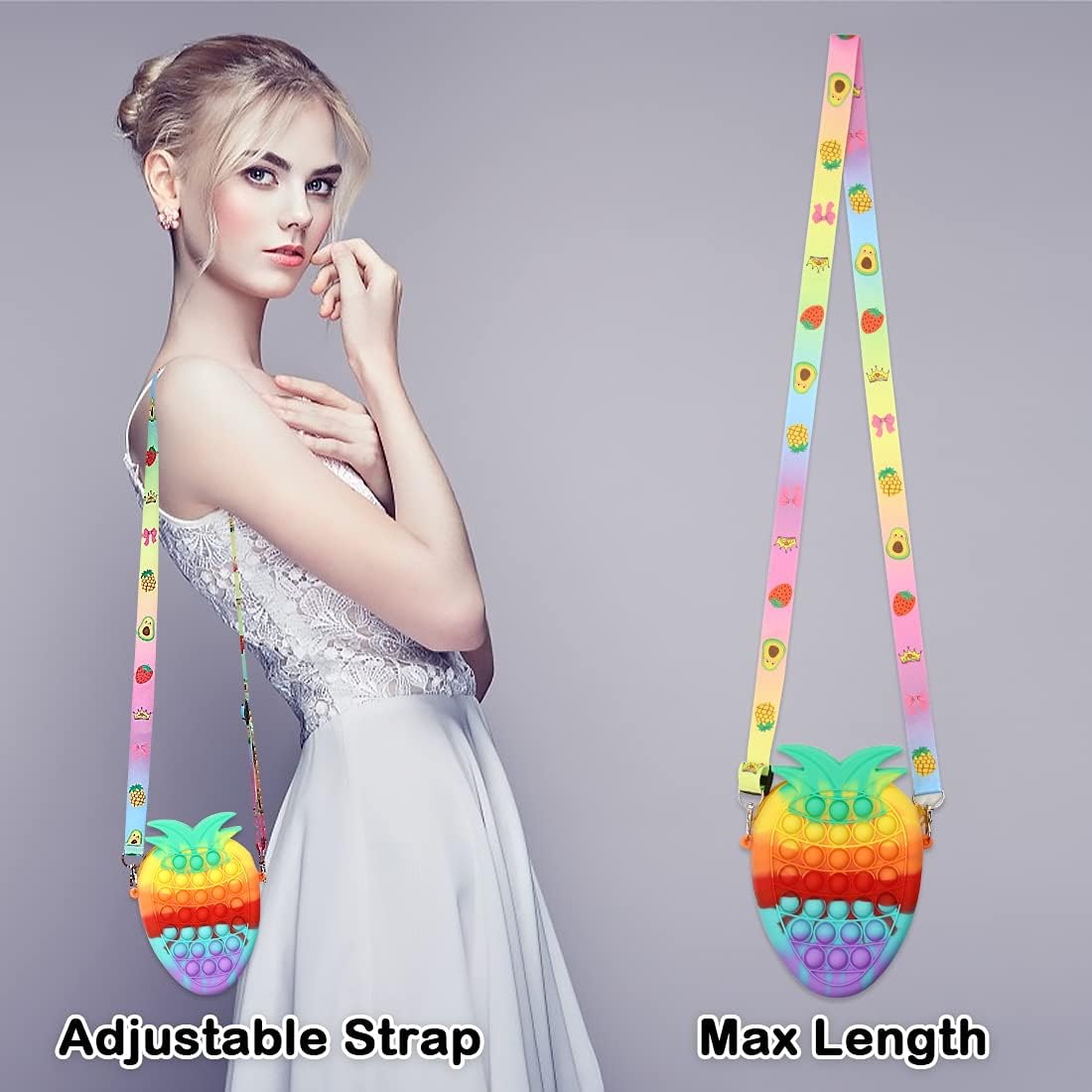 Pop Shoulder Bag Fidget Toys,Pop Fidget it Purse for Girls,Push Popper Purse for Girls Crossbody Bag Handbag Fidget Toys for Girls and Women