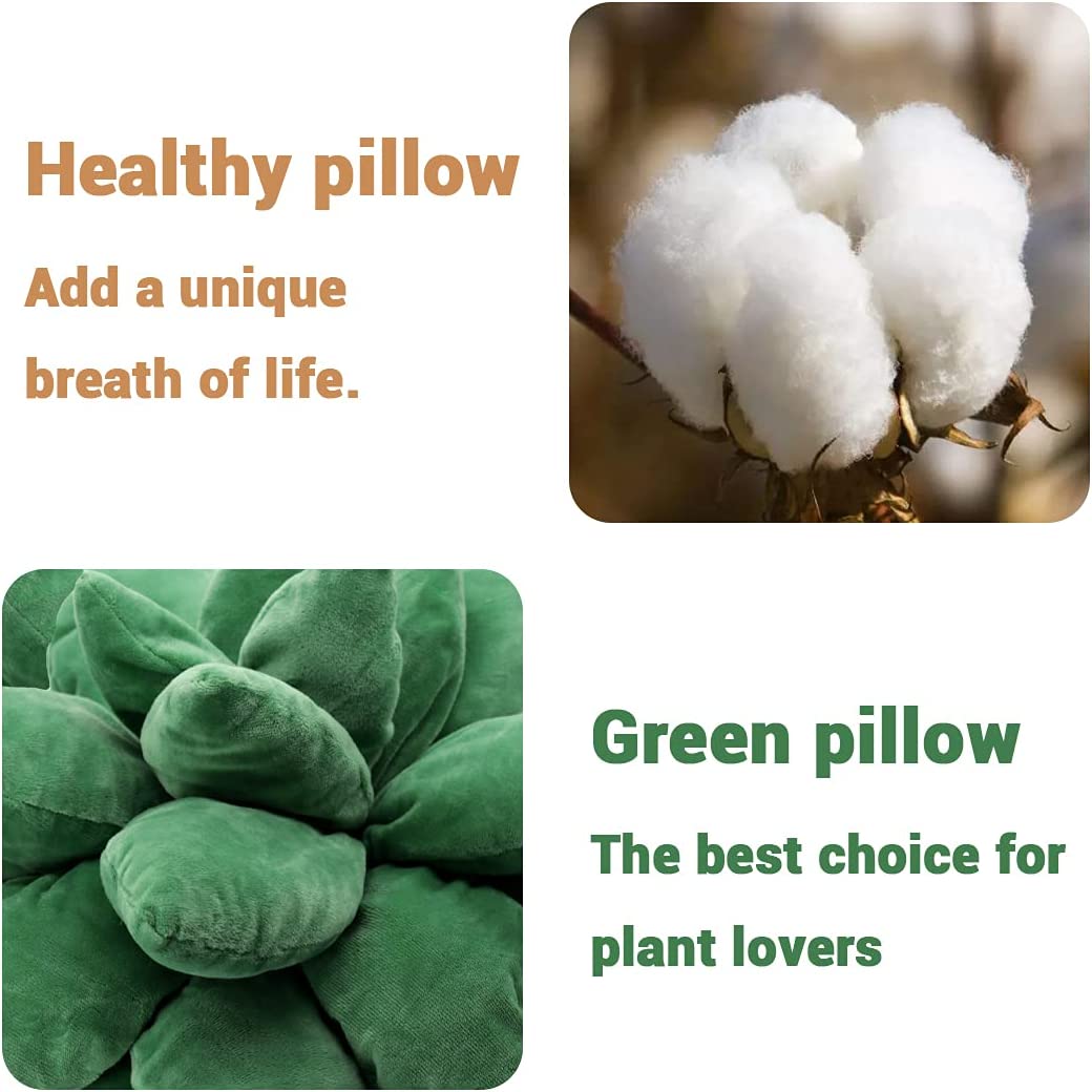 Succulent Pillow Plant Shaped Plush Toys Universal for Boys and Girls Cactus Kawaii Decorative Leaf Pillow Lovely Plant Plush Decoration (Dark Green)