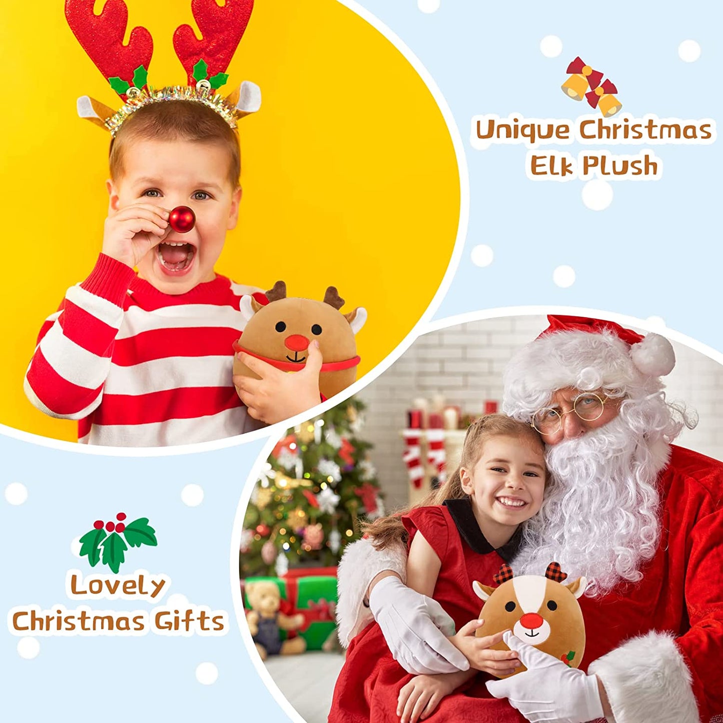 Elk Plush Toy Elk Stuffed Animal Plush, Christmas Moose Plush Stuffed Animals Moose Plush Pillow, Soft Cute Plush Elk Stuffed Elk Plush Toy for Kids Birthday Gifts Christmas Decorations…