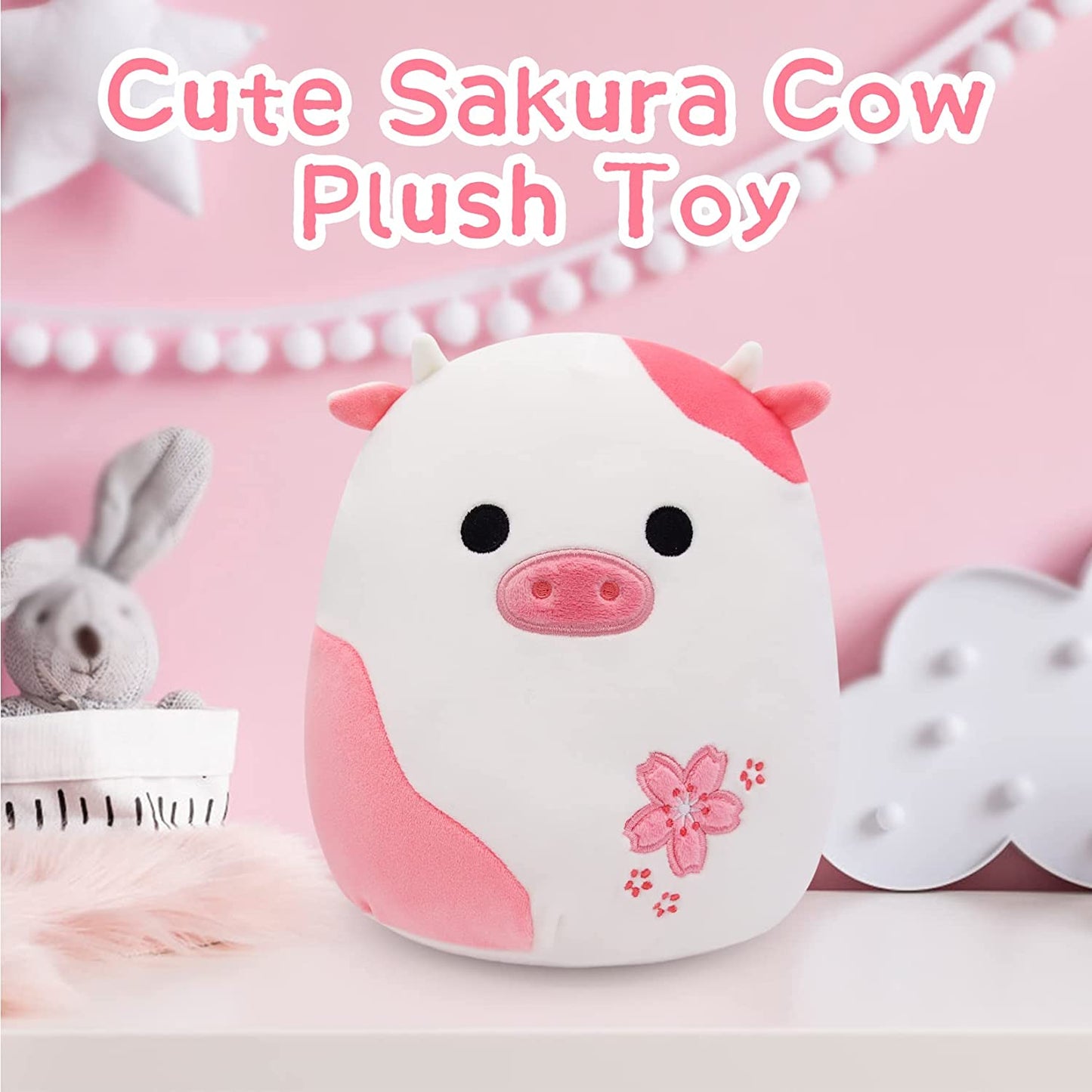 Cow Plush Pillow Cow Stuffed Animals, Cute Stuffed Animal Cow Plushie, Soft Kawaii Plush Cow Pillow Stuffed Cow Plush Toy for Kids Girls Boys Birthday Valentines Easter Gifts