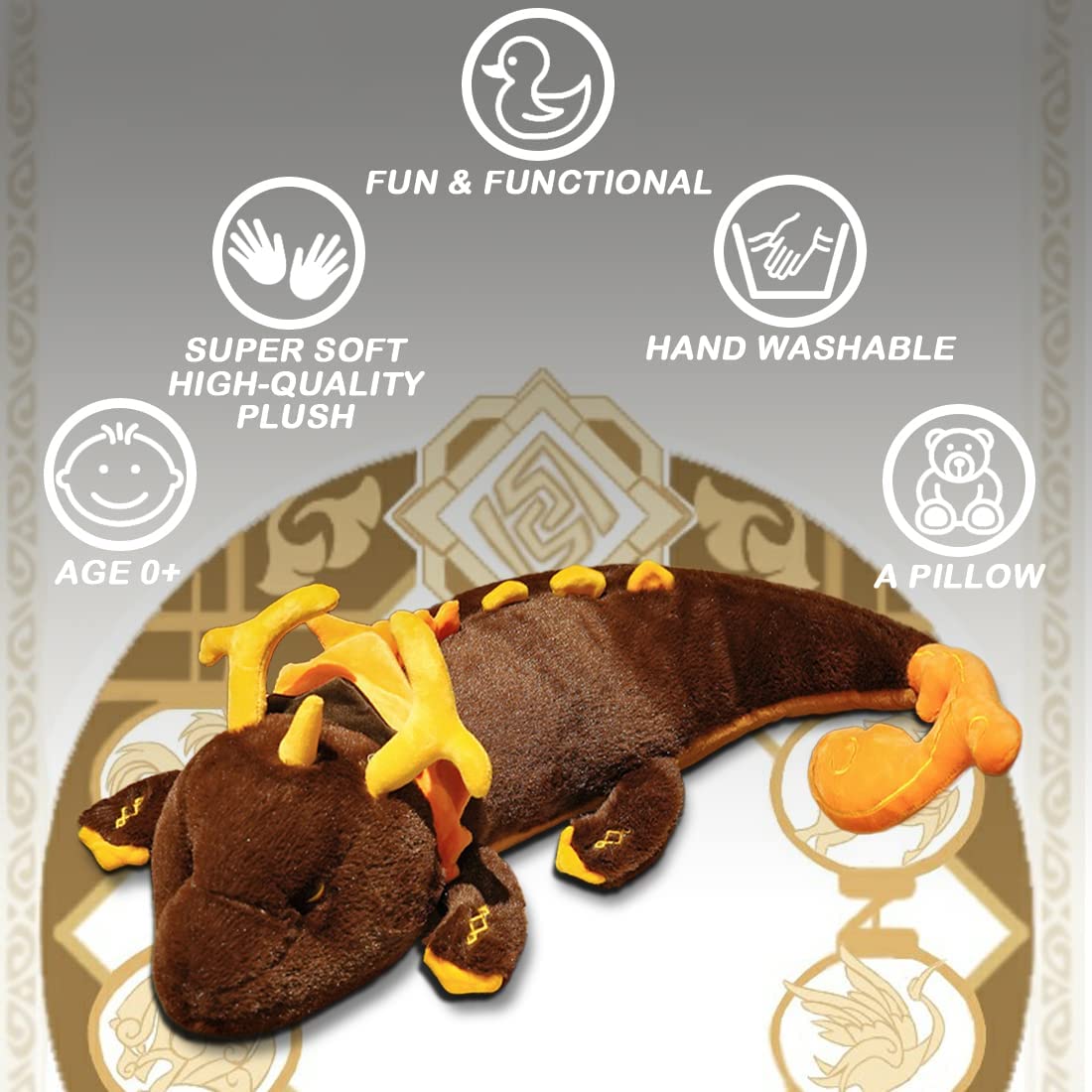 Zhongli Dragon Plushie Decor Gen-shin Impact Zhong Li Dragon Plush Body Pillow Cushion Soft Stuffed Animal for Fans Kids Gifts