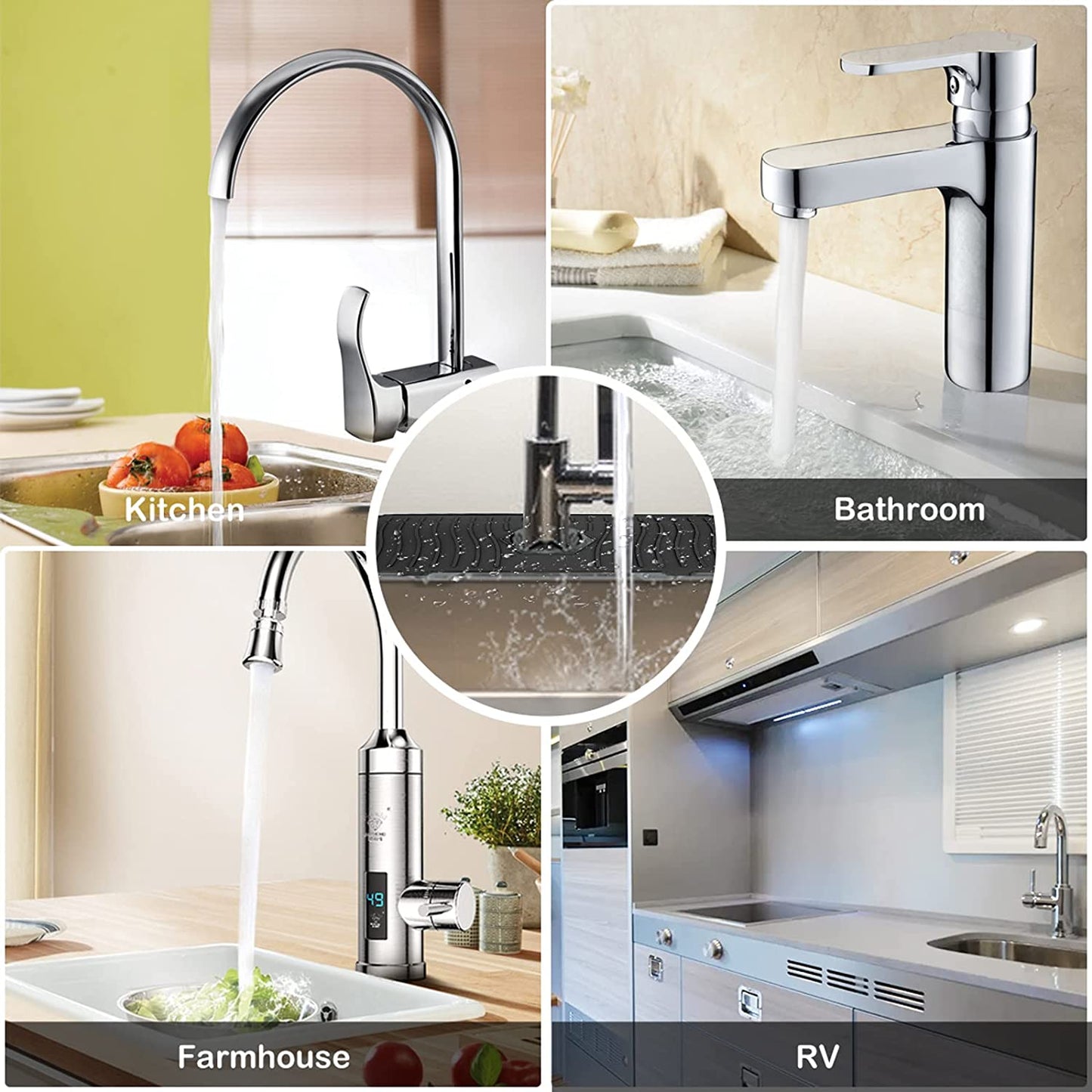 Sink Faucet Mat Sink Splash Catcher Faucet Mat, Water Catcher Mat Under Sink Mats for Kitchen Countertop Protect, Silicone Water Drying Pad for Bathroom, Bar, RV