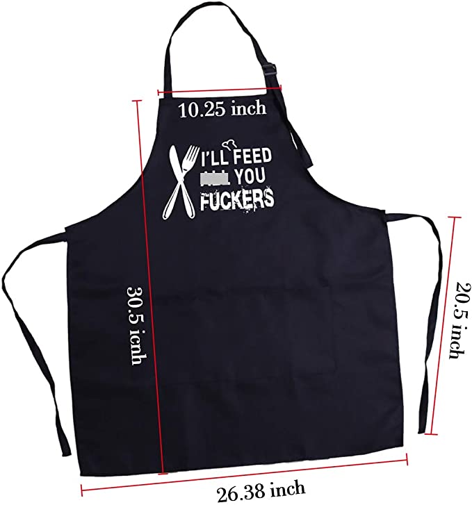 I'll Feed All You Aprons for Men Women,Adjustable Bib Grill Aprons with 3 Pockets and Adjustable Neck,BBQ Apron for men Black Funny Cooking Chef Apron Gift