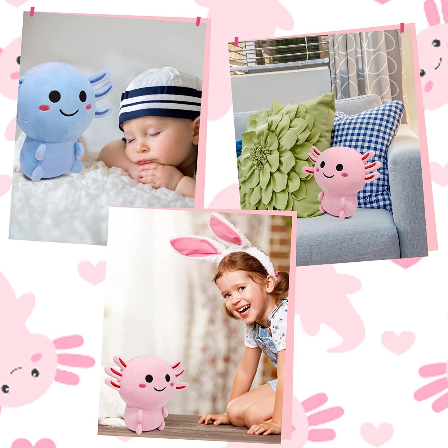 Axolotl Plushie Axolotl Stuffed Animal Toy,Cute Pink Axolotl Plush Pillow Soft Axolotl Stuffed Doll Gifts for Kids Birthday Halloween