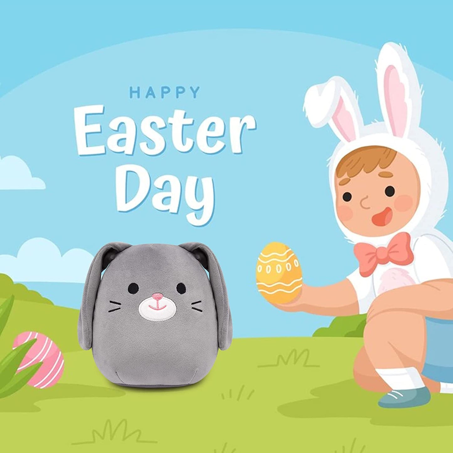 Bunny Plush – Rabbit Stuffed Animal – Easter Plushies Bunny Doll Toy – Cute and Soft Easter Decoration Gifts for Kids