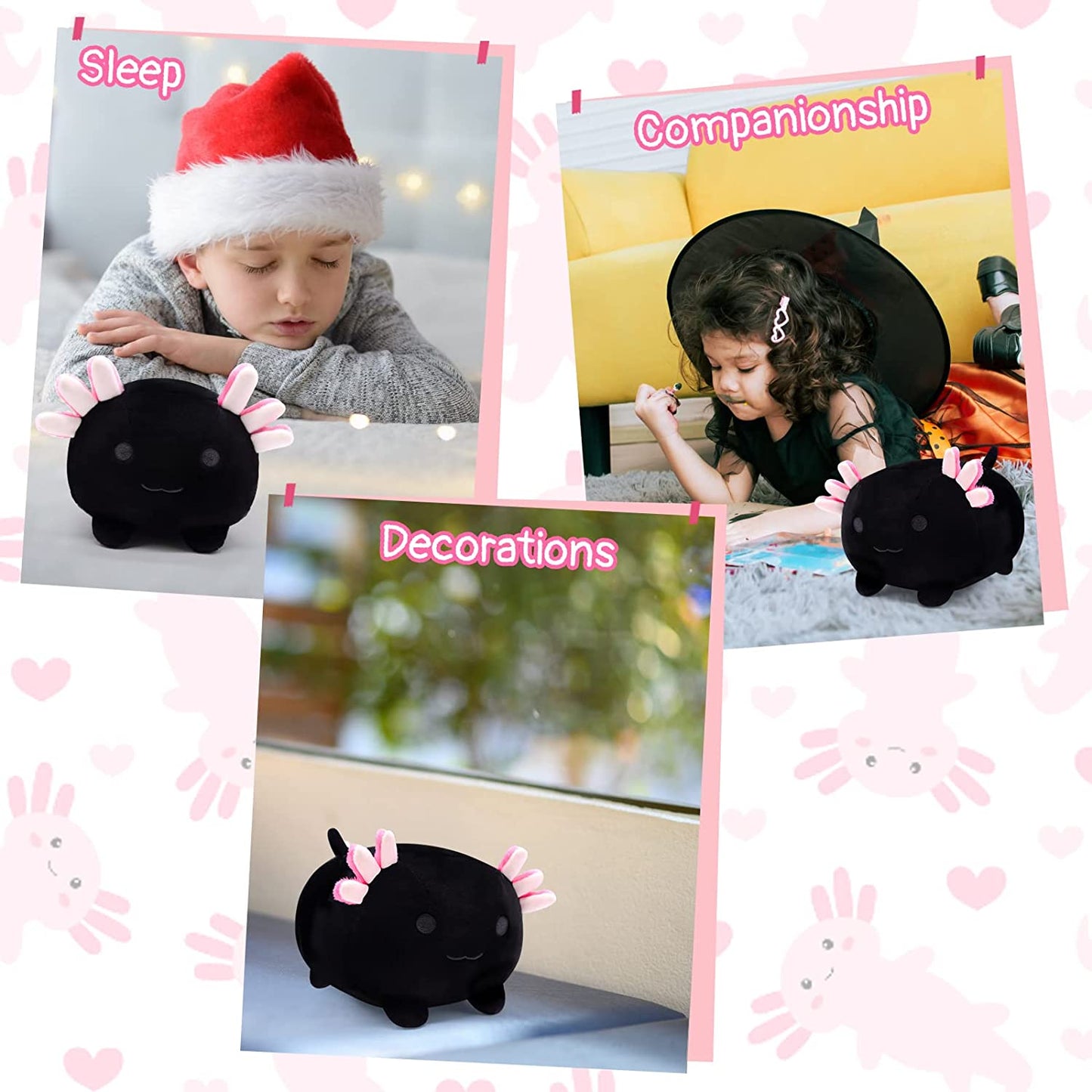 Axolotl Plush Toys Axolotl Stuffed Animal Plush Toy, Cute Axolotl Plushie Axolotl Pillow Plush Toy, Kawaii Black Stuffed Axolotl Plush Axolotl Toy for Kids Birthday Home Decoration