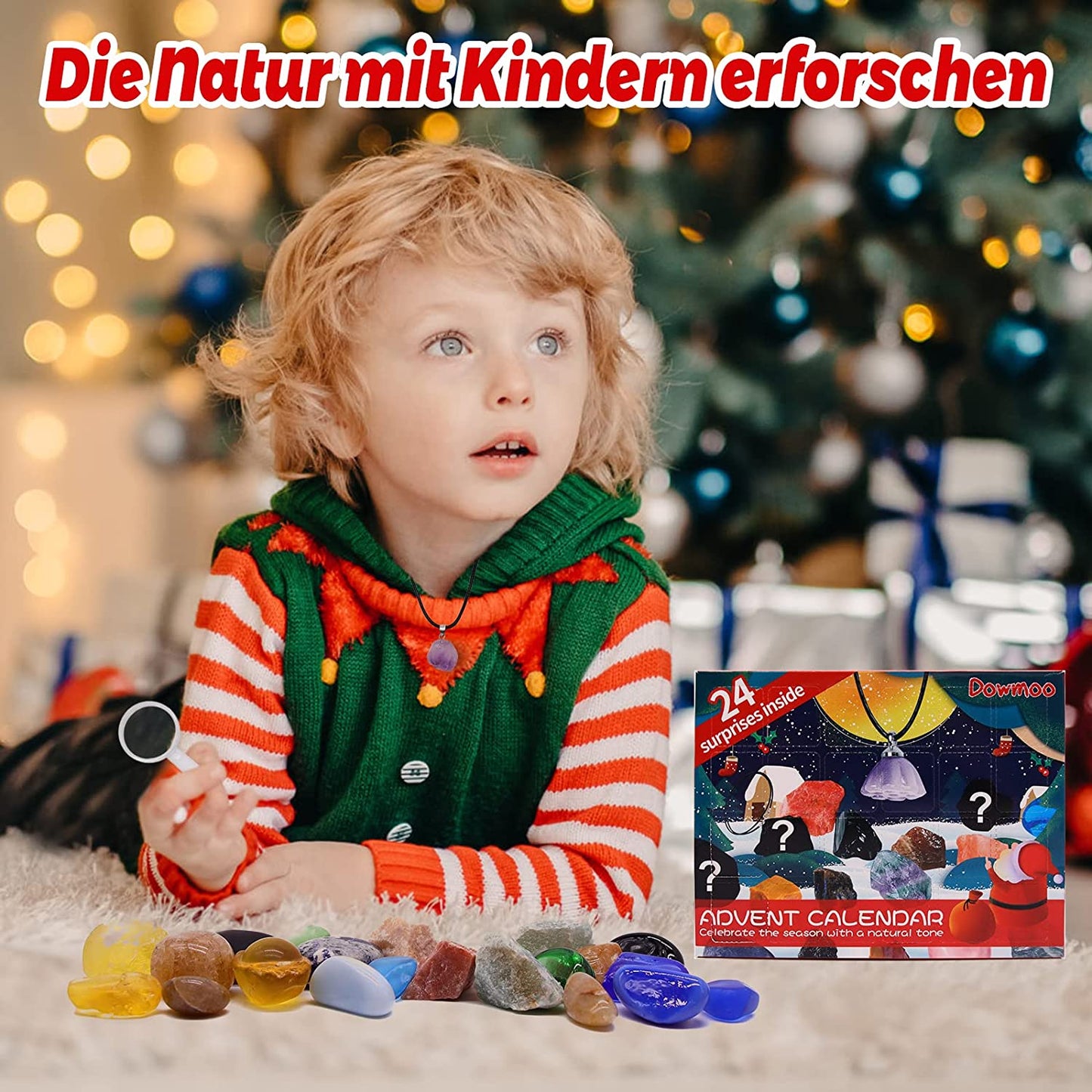 Advent Calendar 2022 for Crystals 24 Days Christmas Advent Calendar Countdown Surprises - Natural Gemstones the Best Gift for Children