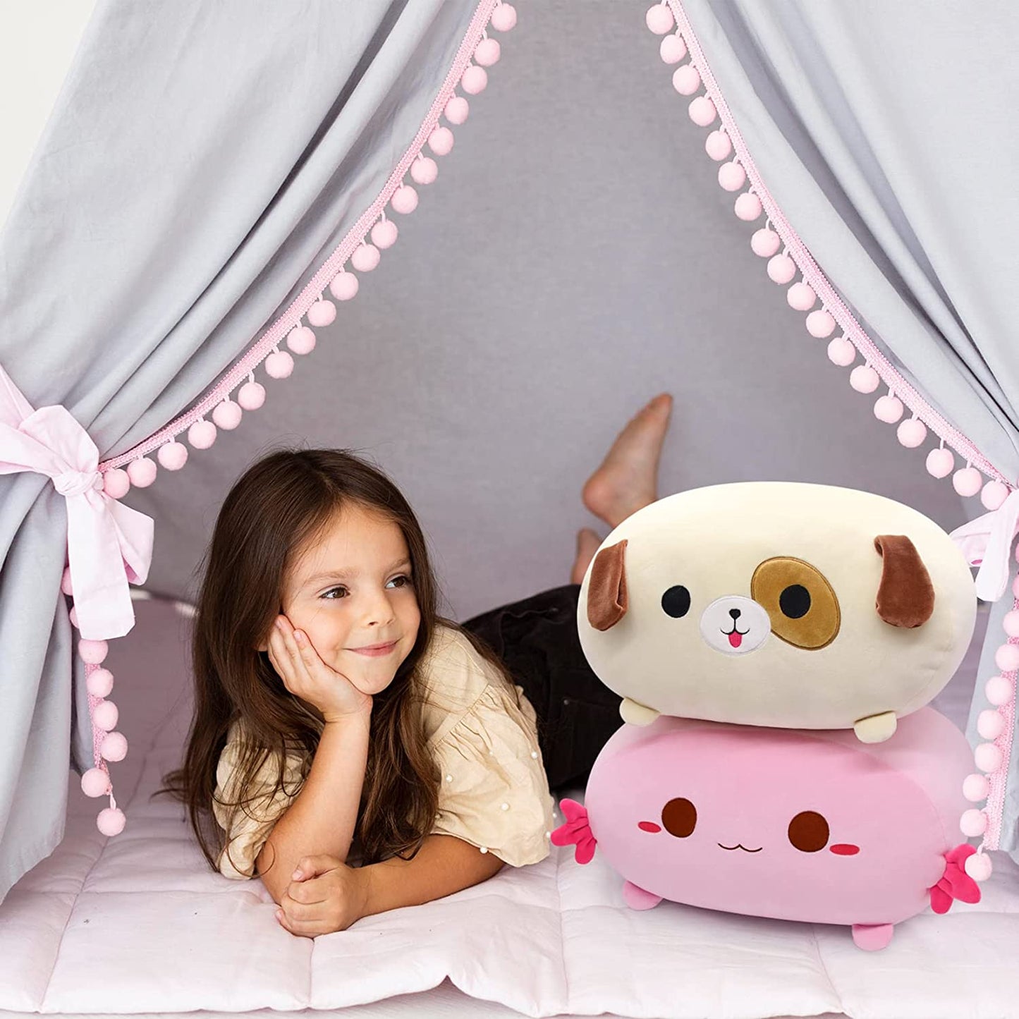 Cute Axolotl Plush Pillow Toy, 14inch Soft Pink Axolotl Pillow Kawaii Home Decoration, Sofa Pillow Axolotl Stuffed Animals Pillow for Kids Birthday Gifts (Axolotl Pink)