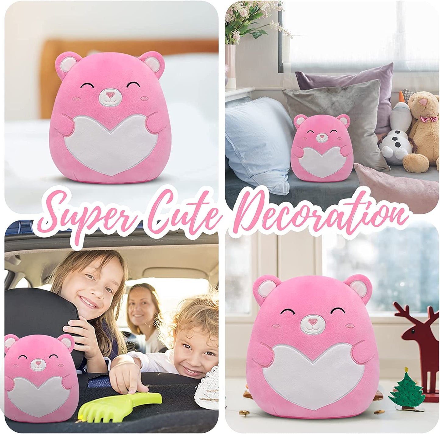 Bear Stuffed Animals Bear Plush with Love Pillow Toy，8” Kawaii Pink Teddy Bear Stuffed Bear Small Teddy Bear with Love, Cute Bear Plushie Teddy Bear for Kids Girlfriend Valentine's Day