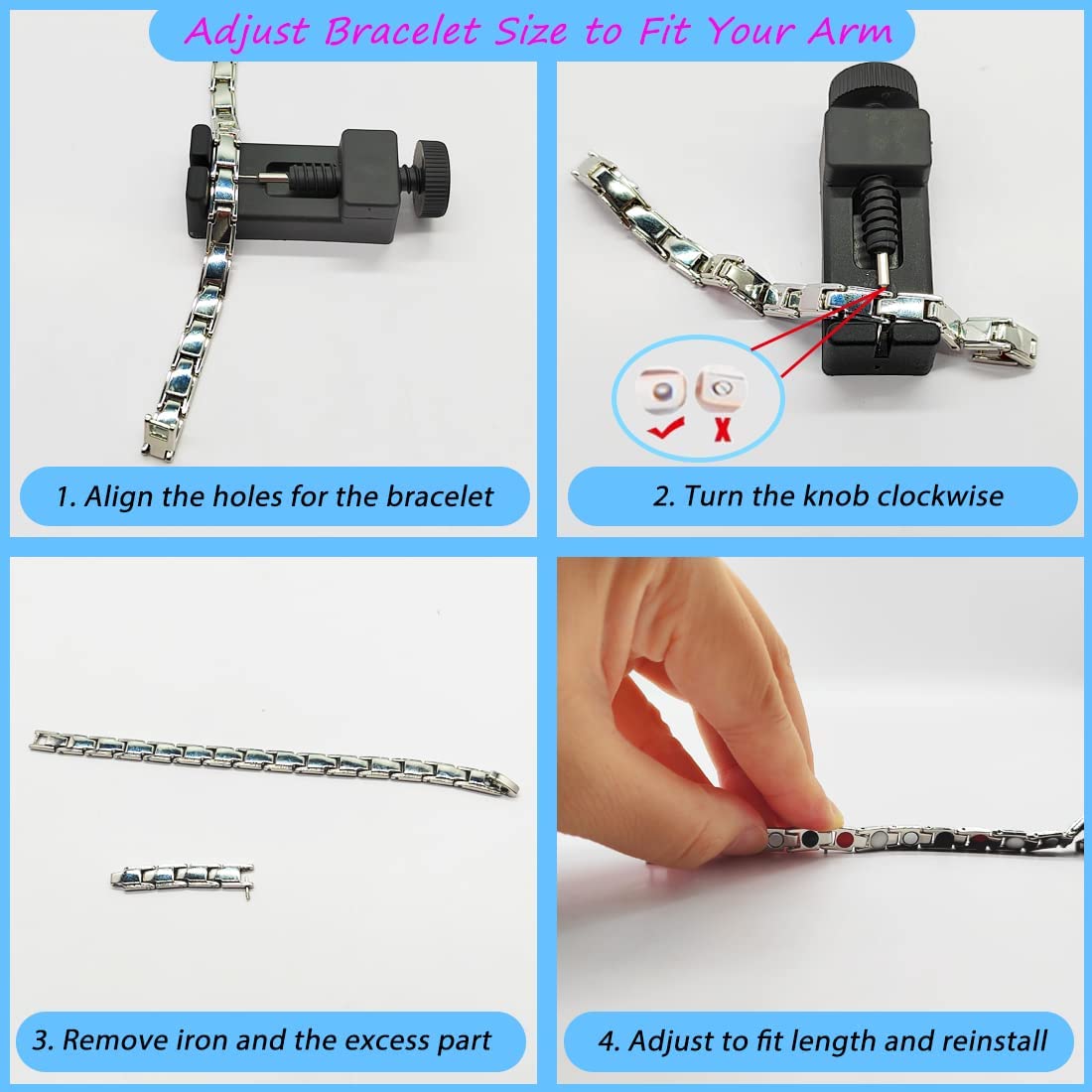 Magnetic Lymph Detox Bracelet for Women and Men, Lymphatic Drainage Magnetic Bracelet, Adjustable Bracelet, Magnetic Therapy Bracelet Promotes Blood Circulation for Arthritis Pain Relief (2Pcs)