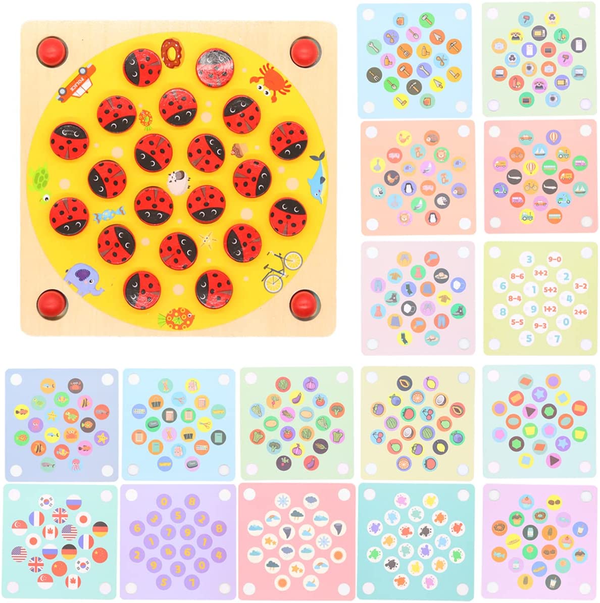 Ladybug's Garden Memory Games, Wooden Memory Matching Game, Educational Logical Thinking Match Board Toys Educational Games for Toddlers, Kids’ Game for Ages 3 and Up