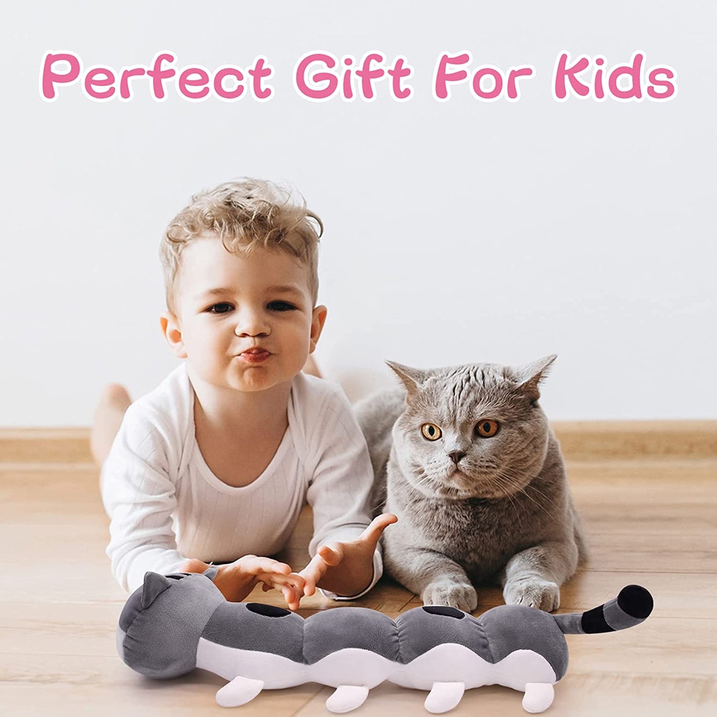 Desdfcer Cat Plush Pillow, Long Cat Stuffed Animal Toy, Cute Cat Plushies Doll, Cat Toys for Kids Birthday Christmas Valentines Day Gifts