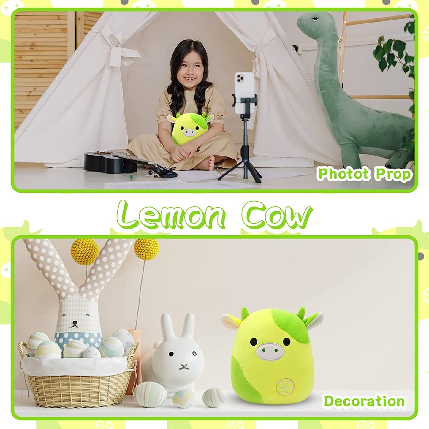 Lemon Cow Plush, Cow Plush Toy, Plush Toy, Lemon Cow Plush, Soft Plush Cow Doll, Gift for Children