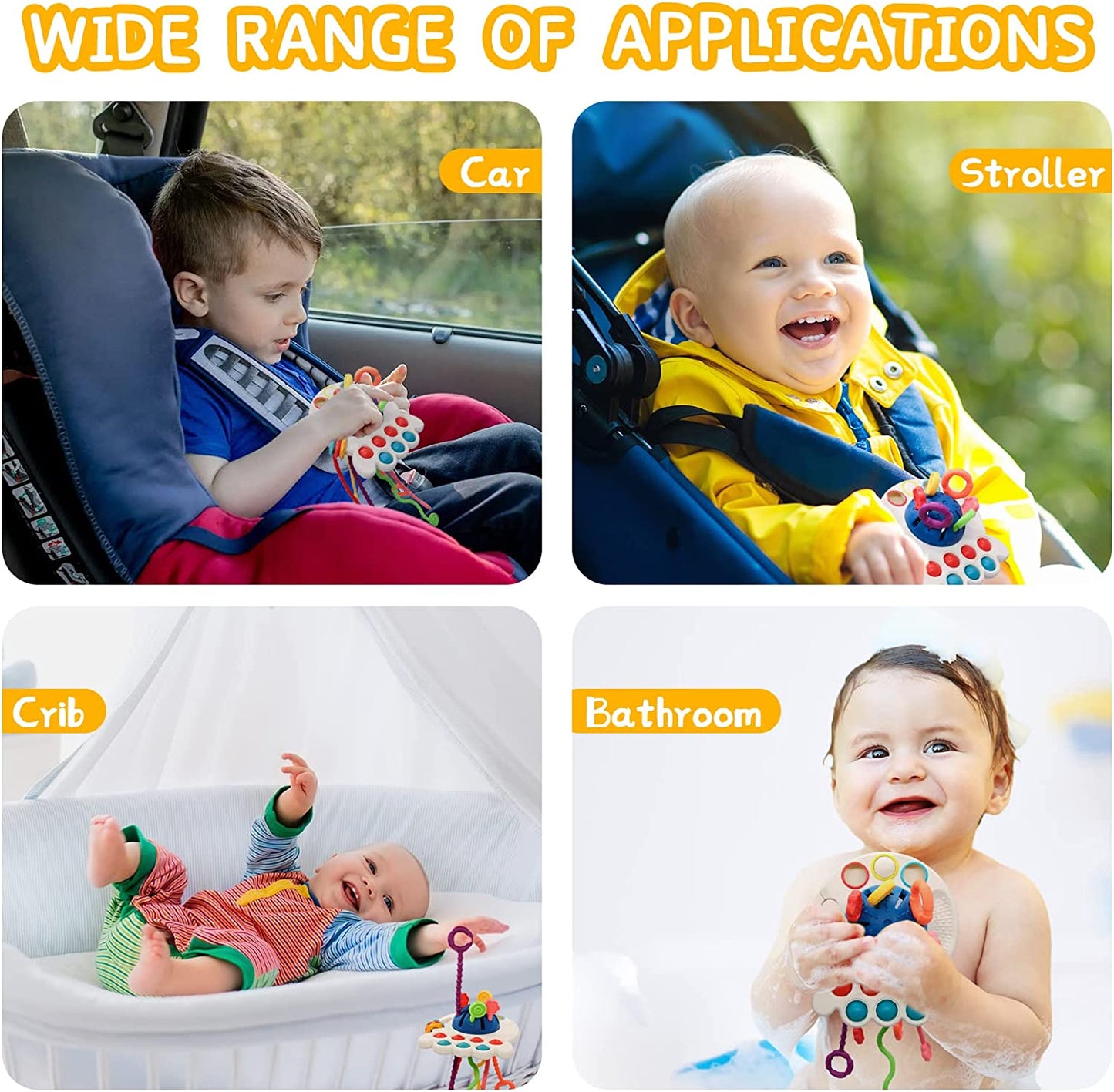 Montessori Toys for Babies 6-12 Months, Montessori UFO Silicone Pull String Activity Toys, Sensory Toys for 1 Year Old, Montessori Toys for 1 Year Old, Baby Toys Travel Toys for Toddlers Gift