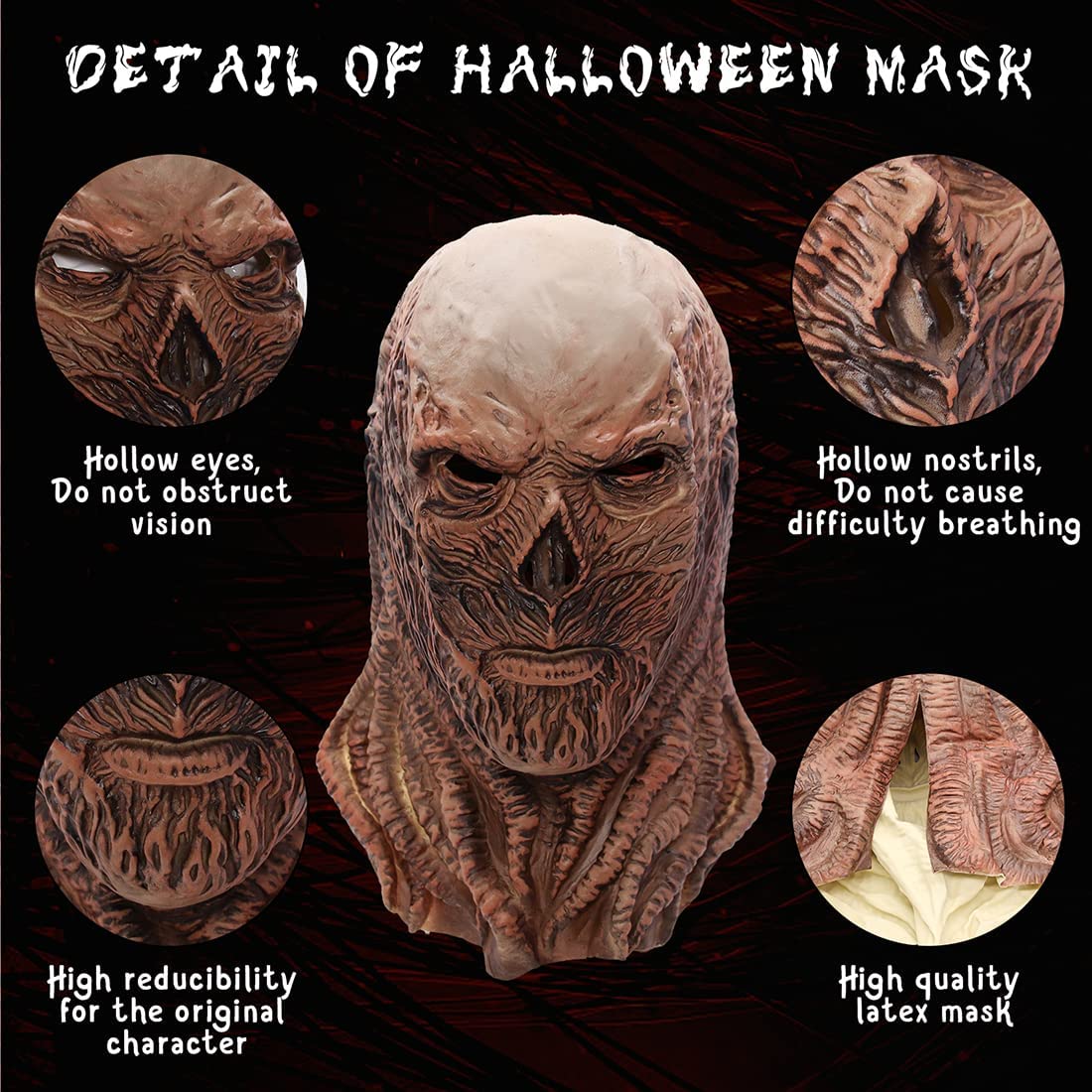 Vecna Mask Halloween Scary Mask Monster Evil Mask for Adults Horror Mask Halloween Party Cosplay Costume Latex Props