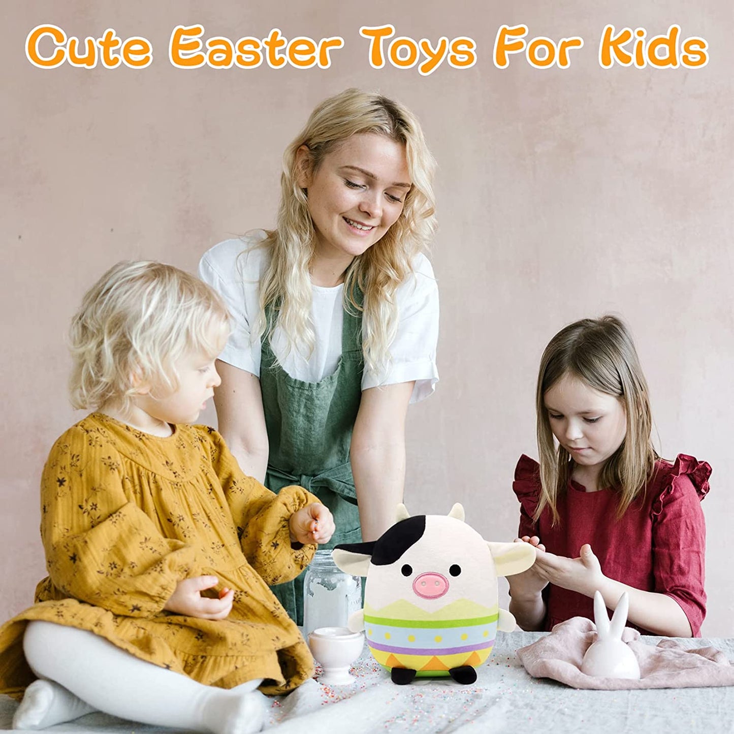 Cow Plushie Pillow Easter Egg Cow Stuffed Animal Toys, Cute Cow Plush Kawaii Home Decorations, Soft Stuffed Cow Doll Lovely Easter Gifts for Kids (Egg Cow)