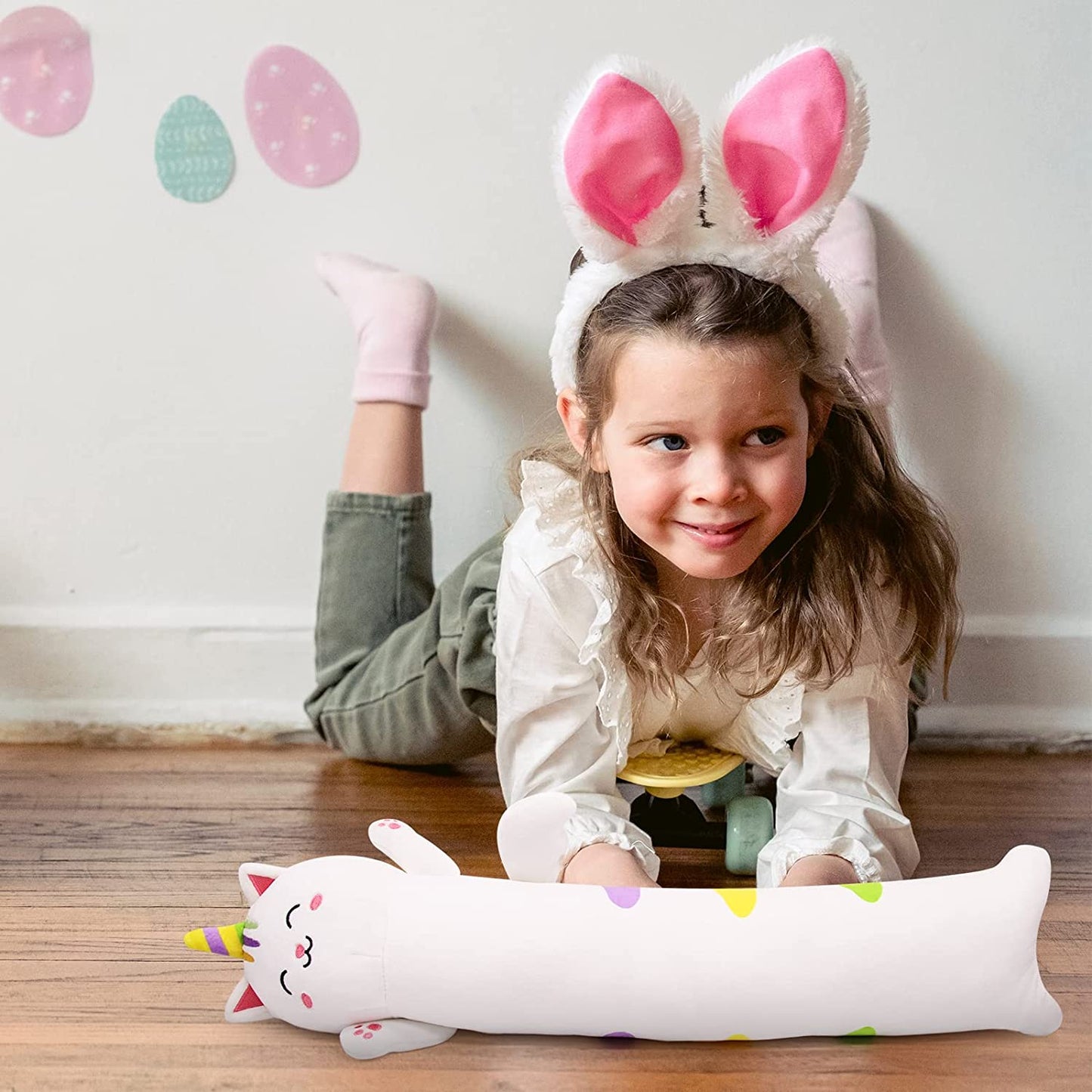 32In Long Cat Plush Body Pillow, Cute Long Cat Plush Toys Soft Easter Plush Toy, Soft Plush Cat Plushies Toy for Birthday Christmas Easter Kids Gifts