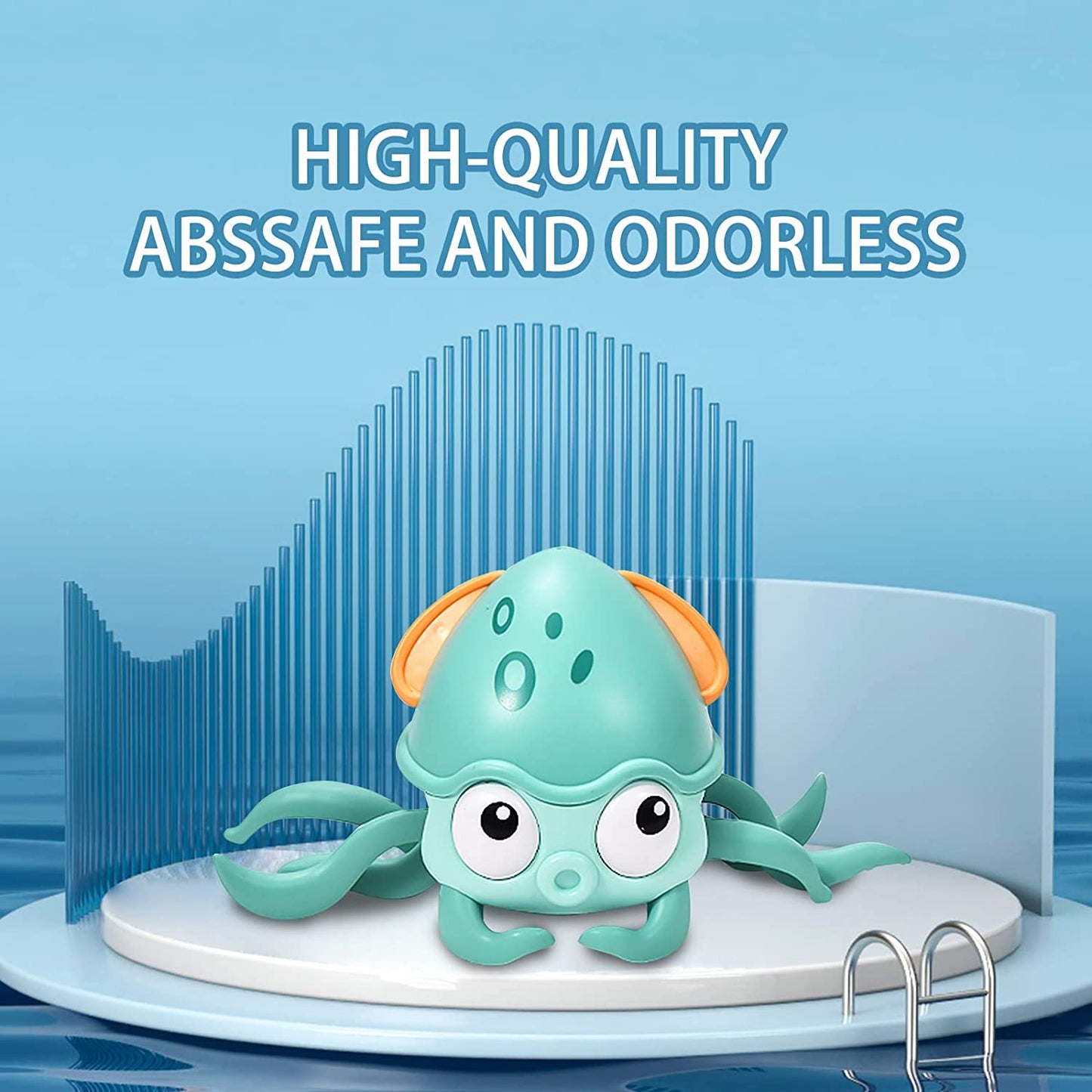 Baby Crawling Toy Musical Octopus - Electronic Movable Pet for Kids Toddler Interactive with Music, LED Light Up Automatically Avoid Obstacle Walking Toys, Blue