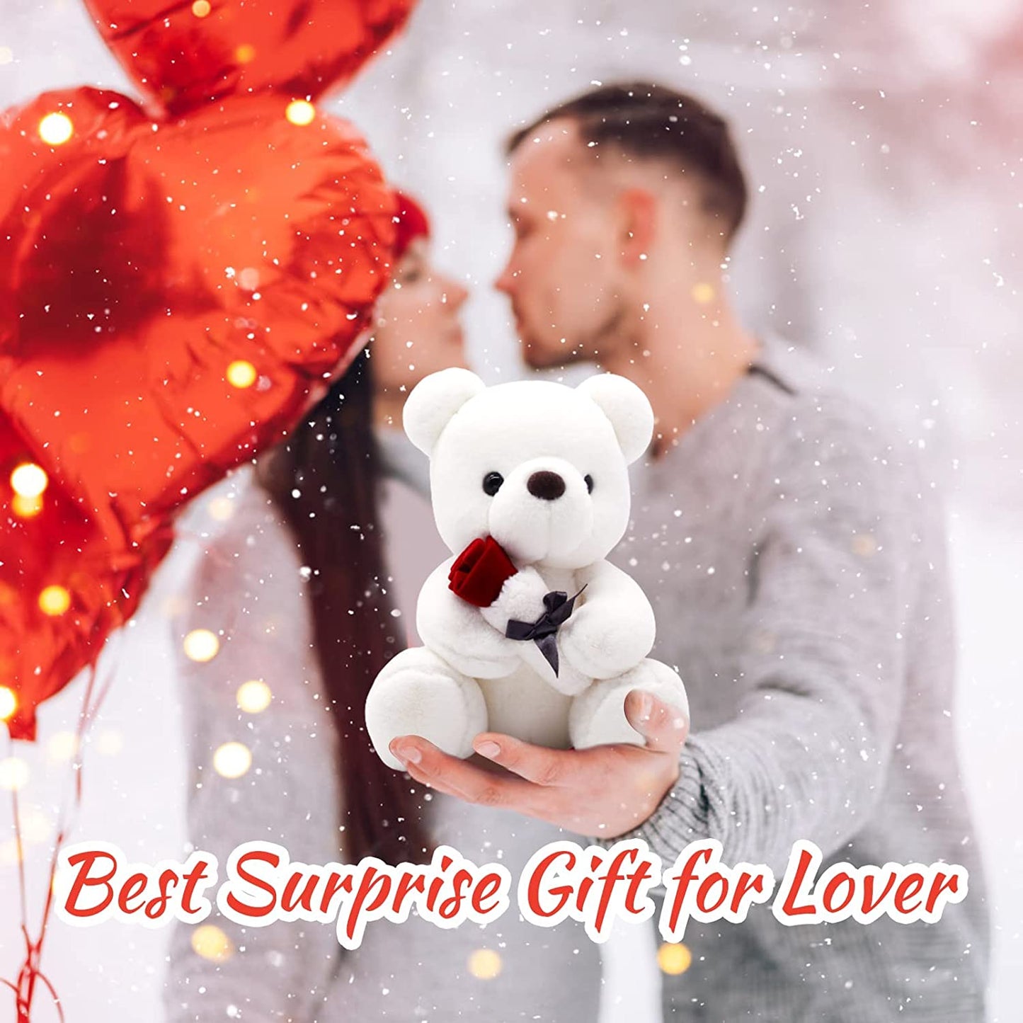 Valentines Day Gifts Teddy Bear Plush Stuffed Animal, Teddy Bears Stuffed Animals with Rose Gift for Her and Kids Stuffed Animals Toy Stuffed Animal Gifts Valentines Day Decor 10 Inch