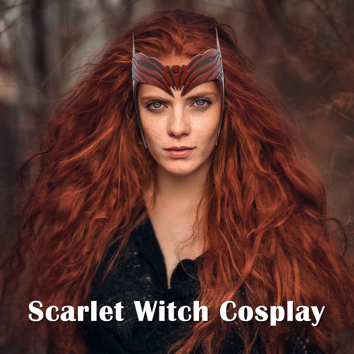 Wanda - Tocado de bruja escarlata, cosplay, disfraz de Halloween, corona, máscara de piel sintética para adultos