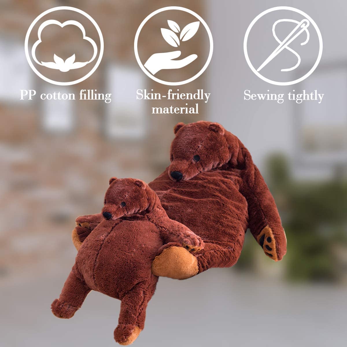 Giant Teddy Bear Dark Brown Plush Toy Big Teddy Bear Stuffed Animal Doll Valentine's Home Decor Birthday Gift for Girl,Boy,Girlfriend (23.62IN)