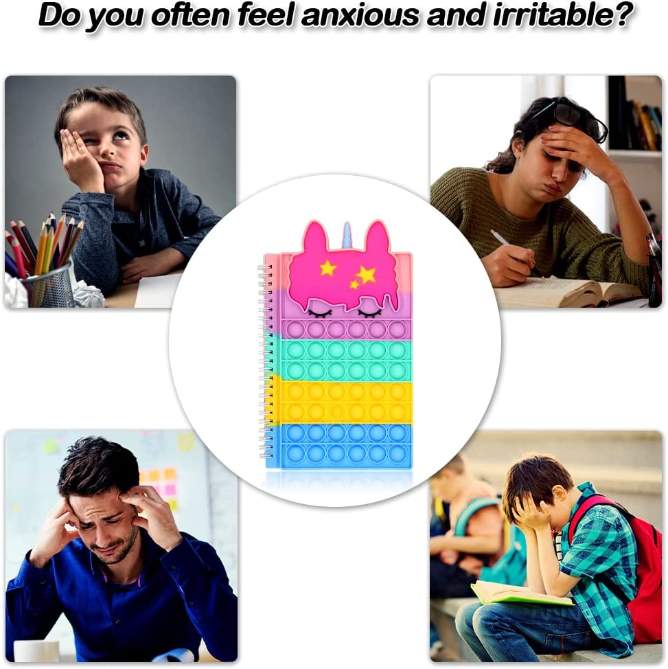 Pop Notebook Fidget Toy It , Rainbow Pop Bubble Notebook Suitable For Fingertip Notebook For Adults and Children Help Daily Office Work And Relieve Stress Fidget Toy Pack To Reduce Depressiom