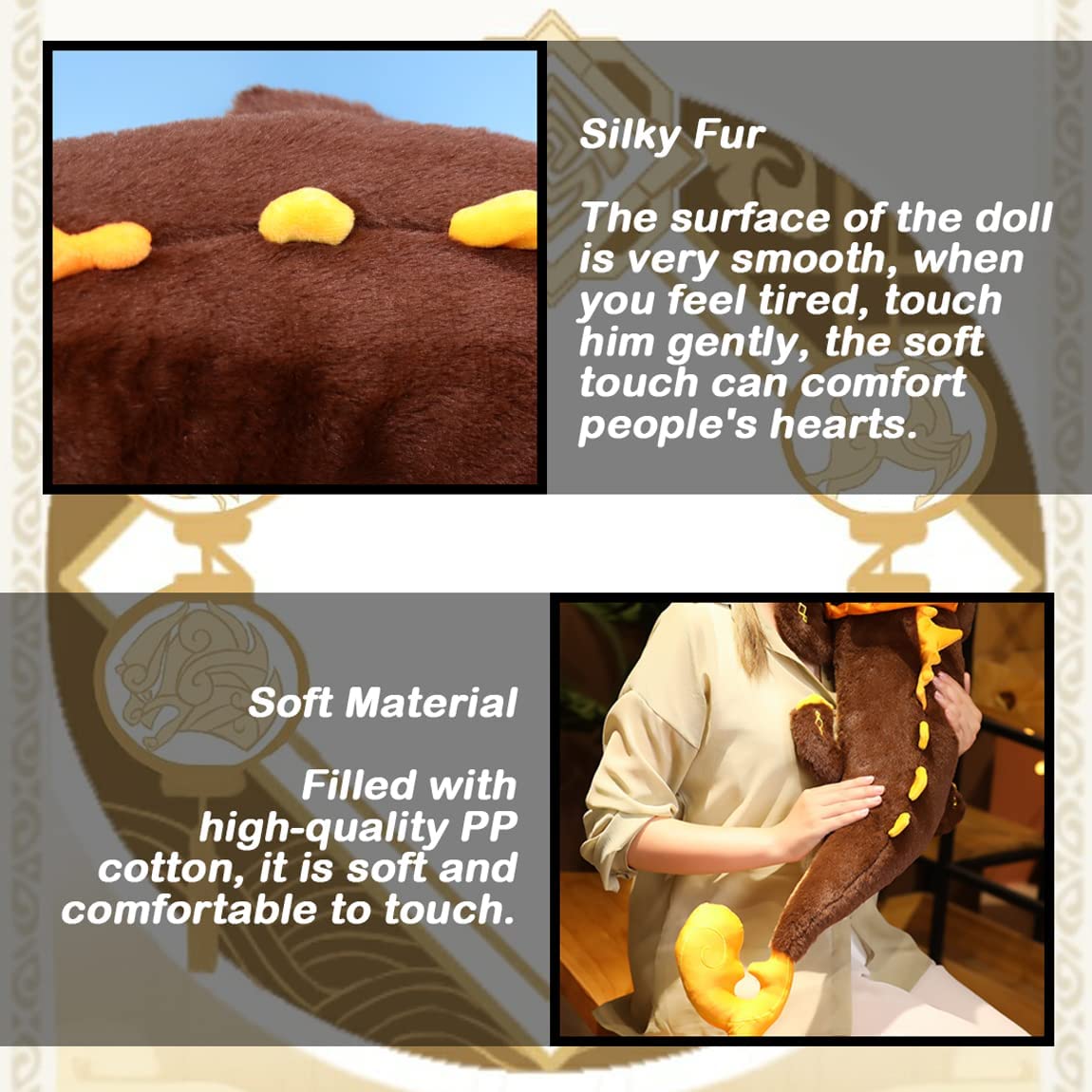 Zhongli Dragon Plushie Decor Gen-shin Impact Zhong Li Dragon Plush Body Pillow Cushion Soft Stuffed Animal for Fans Kids Gifts