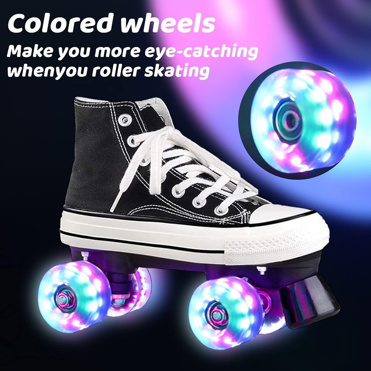 Light up Roller Skate Wheels Suitable fo Indoor Outdoor Roller Skate Wheels Skateboard Roller Skate Parts High-Speed Rotating Luminous Rollerskate Wheels（8PCS）