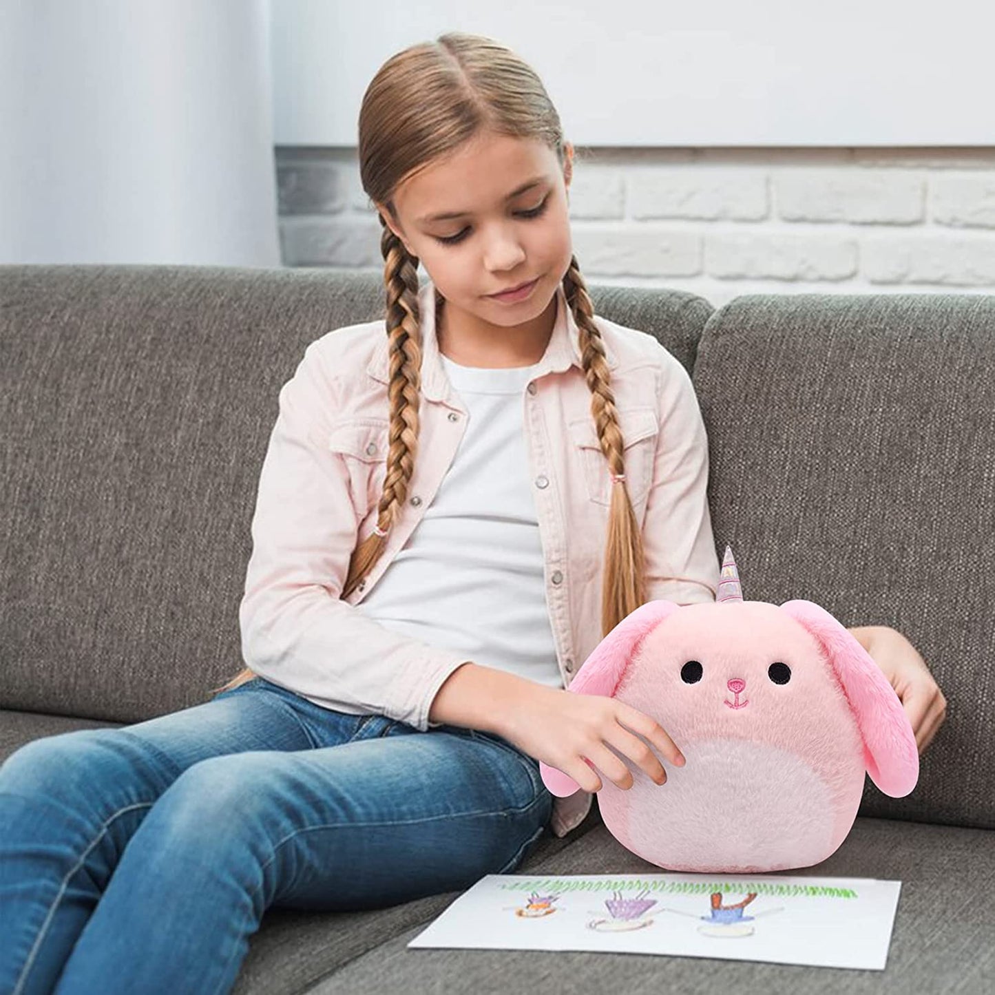 Cute Rabbit Stuffed Animals Soft Rabbit Plush Pillow Toys, Pink Bunny Plush Stuffed Animals Bunny Doll Toy for Kids Boys Girls Easter Gifts