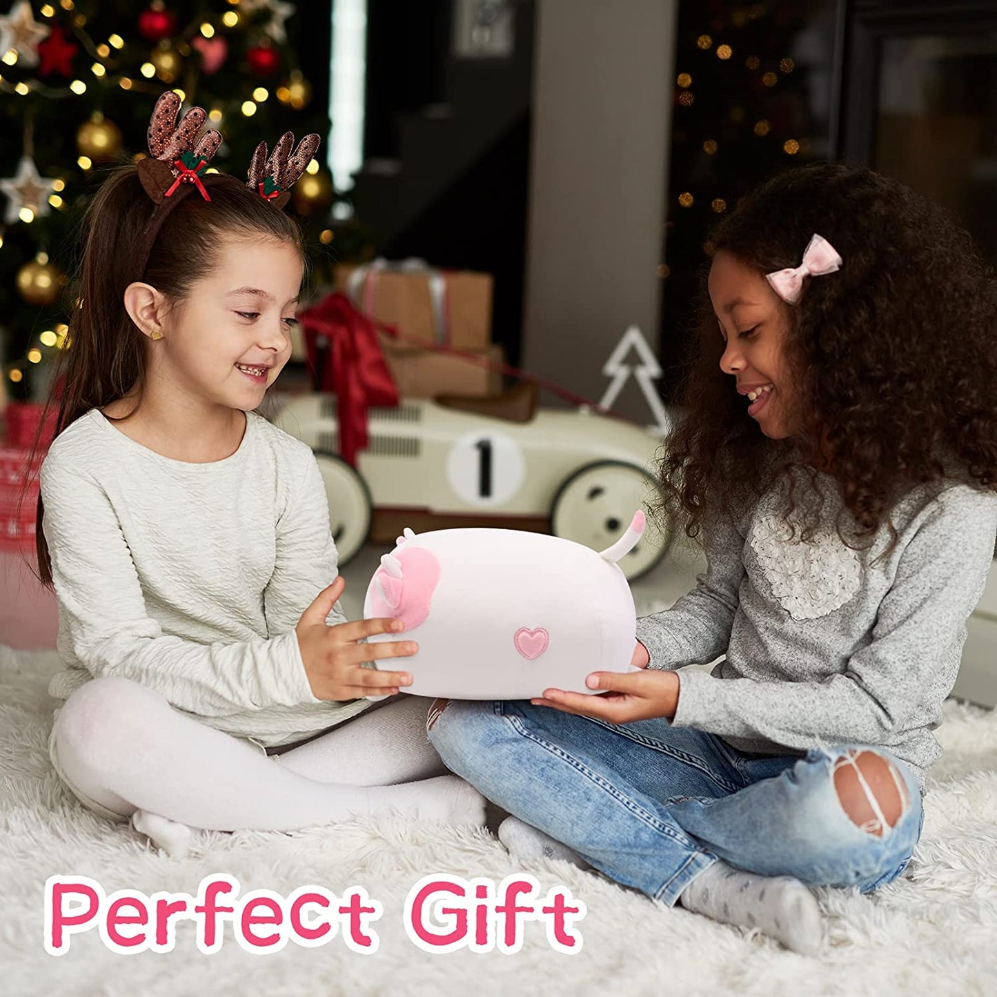 Strawberry Cow Plush Pillow Toy for Kids, Cute Cow Pillow Soft Stuffed Cow Doll Pillow, Strawberry Cow Stuffed Animal Pillow for Boys Girls Sofa Pillow Decoration Doll (Strawberry Cow)