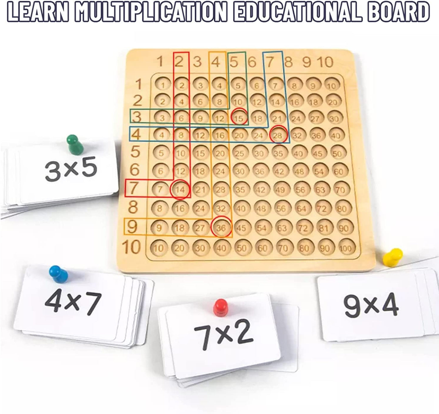 Wooden Math Multiplication Board Games Montessori Multiplication Board Game, Educational Multiplication Game Math Blocks Board Montessori Children Counting Toy for Toddlers Kids Over 3 Years Old