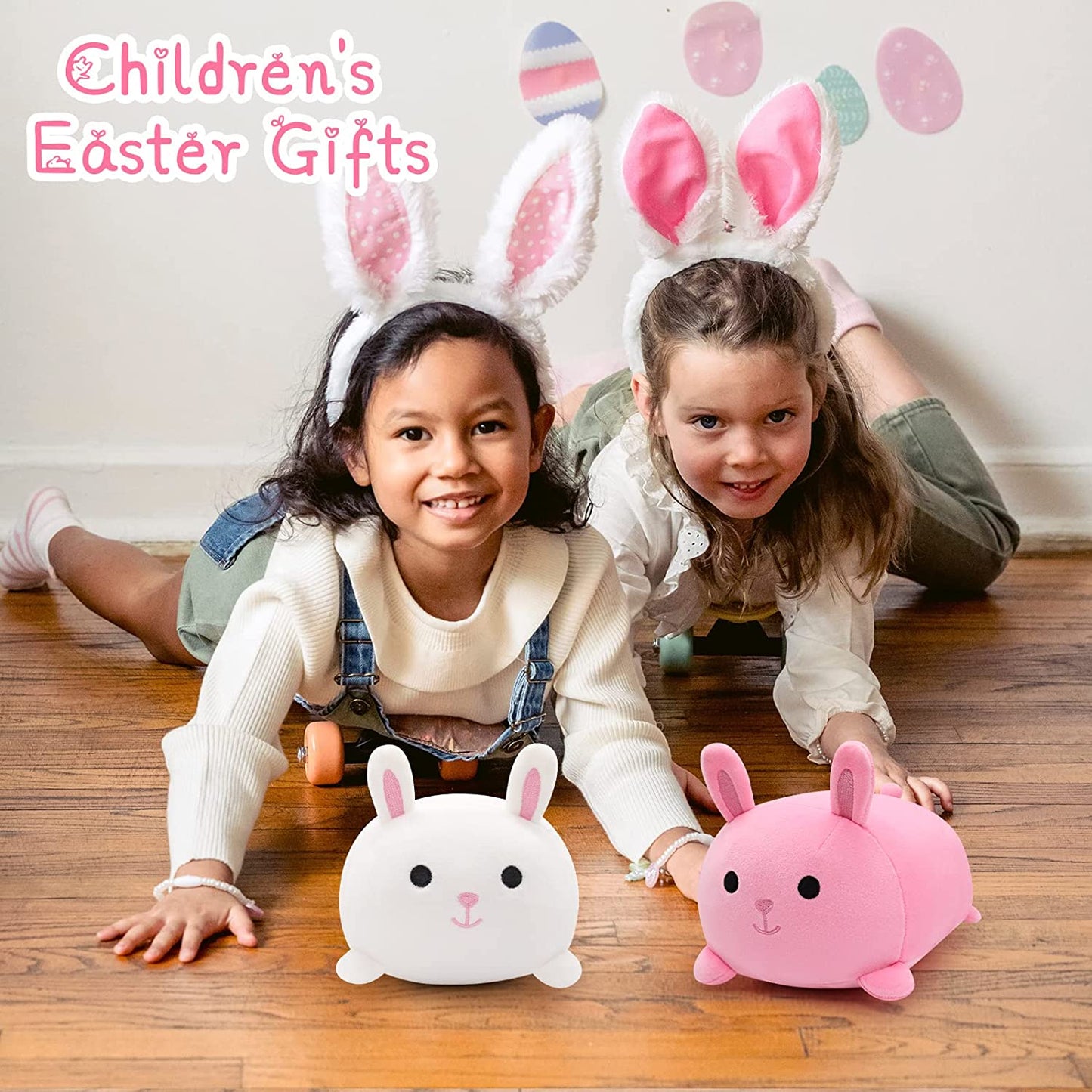 Easter Rabbit Plush, Rabbit Pillow Plush Toy, Kawaii Bunny Stuffed Animals Rabbit Plushie, Cute Rabbit Pillow Stuffed for Kids Easter Birthday Christmas Home Decoration, White