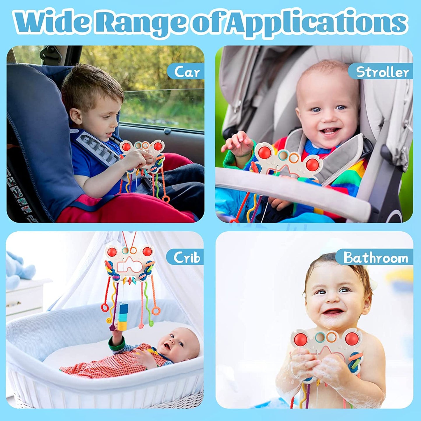 Montessori Toys for Babies 6-12 Months, Food Grade Silicone Pull String Activity Toys, Sensory Toys for Toddlers 1-3, Montessori Toys for 1 Year Old, Travel Toys for 1 Year Old, Baby Toys Gift