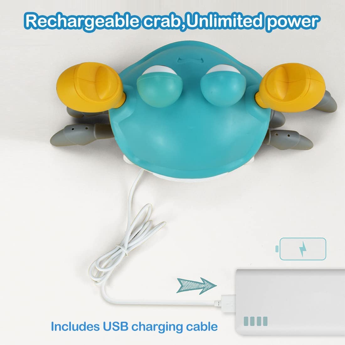 Crawling Crab Baby Musical Toy with LED Light Up, Crab Crawling Musical Toy for Baby, Toddler Interactive Crawling Toy Automatically Avoid Obstacle, Walking Crab Toys for Kids Boys Girls