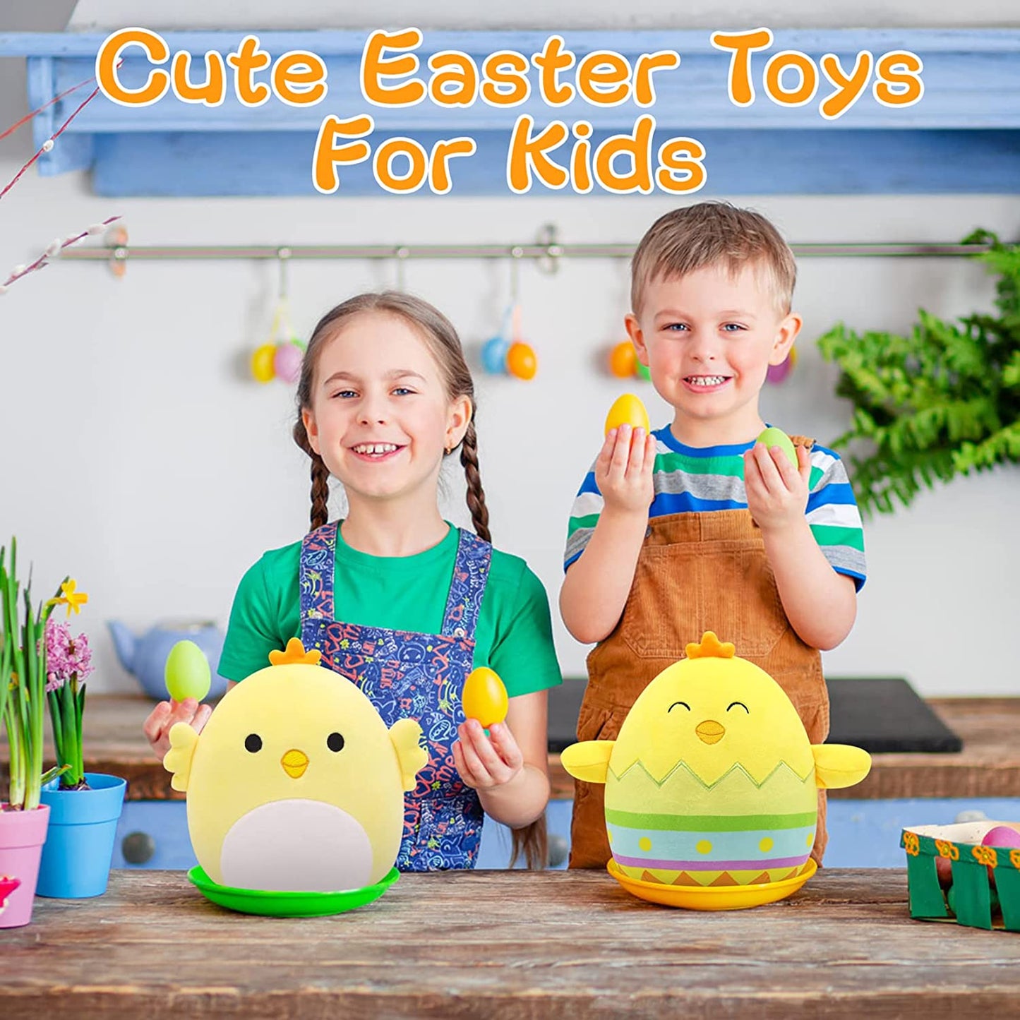 Easter Chick Plush Toys, Kawaii Chick Stuffed Animals Plushie, Soft Easter Chick Doll Pillow Easter Plush Gift for Kids