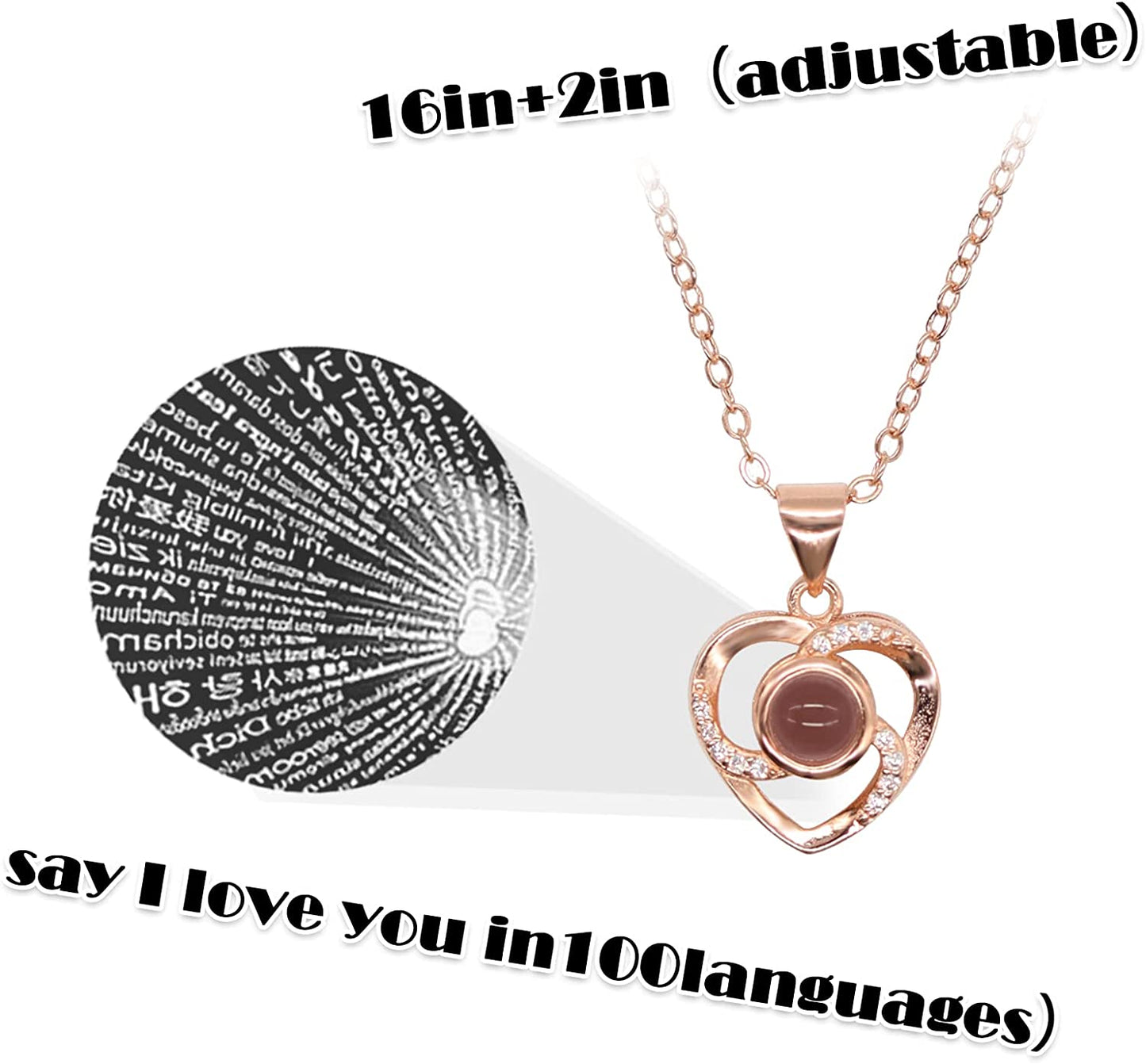 Preserved Rose with Love You Necklace in 100 Languages Gift Set, Enchanted Eternal Rose Flower for Valentine's Day Anniversary Wedding Bthday Romantic Gift