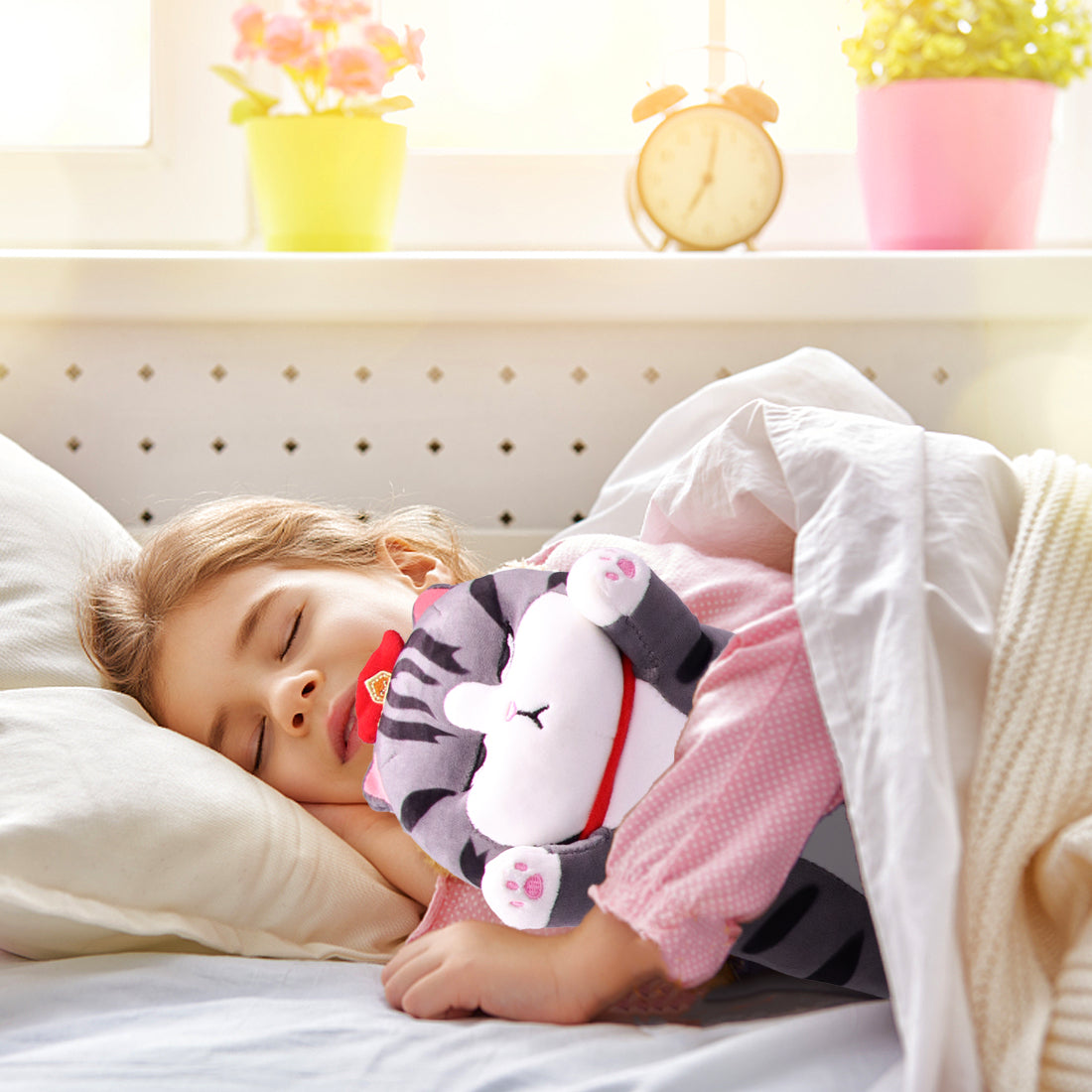 Lovely Plush Cat Doll Cute Soft Stuffed Pillow Long Throw Sleeping Pillow Doll Toy Long Pillows Stuffed Toy Home Sofa Cushion Decor (29.5IN)