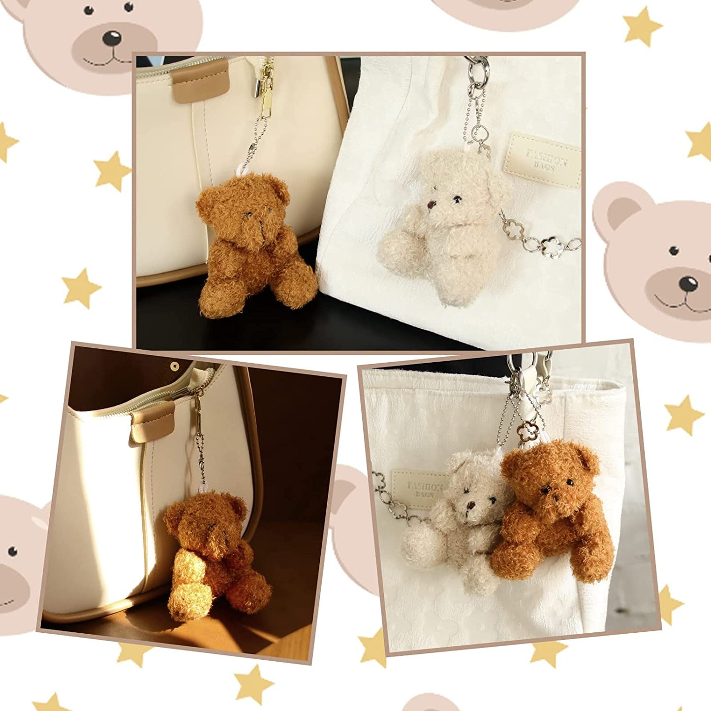 6Pcs Mini Teddy Bear,Teddy Bear Stuffed Animal,4in Bears Doll for Graduation Birthday Wedding Decorations Party Favors DIY Accessory, 4 inches