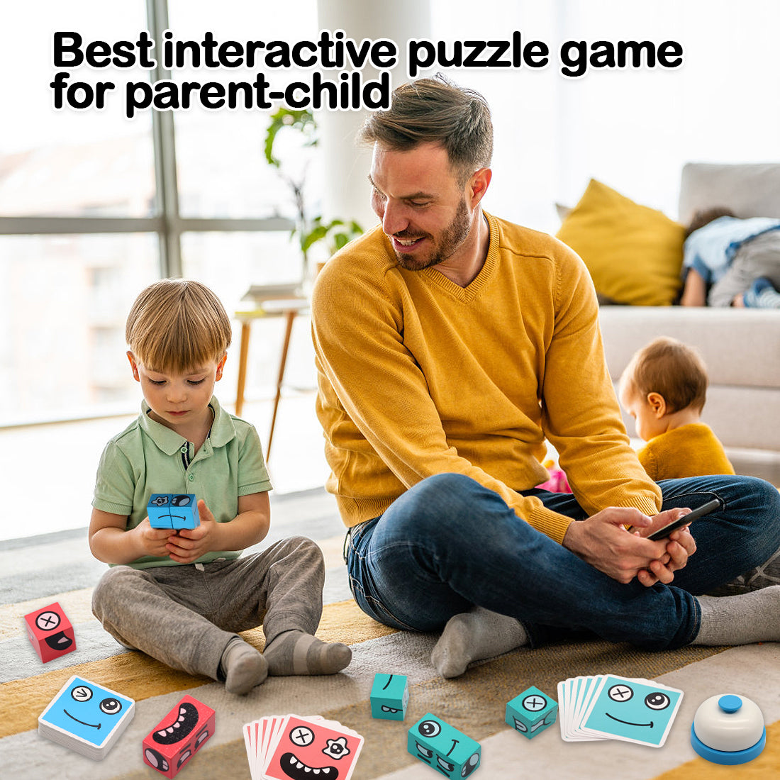 Wooden Expressions Matching Block Puzzles,Face-Change Rubiks Cube Game Educational Puzzle Board Games Toy Magic Cube Building Blocks Game for Kids Preschool Ages 3 Years and Up