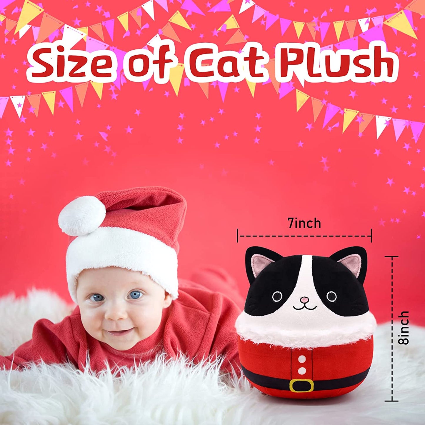 Cute Cat Plush Pillows Toys, Kawaii Black Cat Stuffed Animals Cat Plushie Cat Pillow, Soft Stuffed Cat Stuffed Animal Cat Plush Throw Pillow for Kids Christmas Halloween Birthday Gifts Decorations