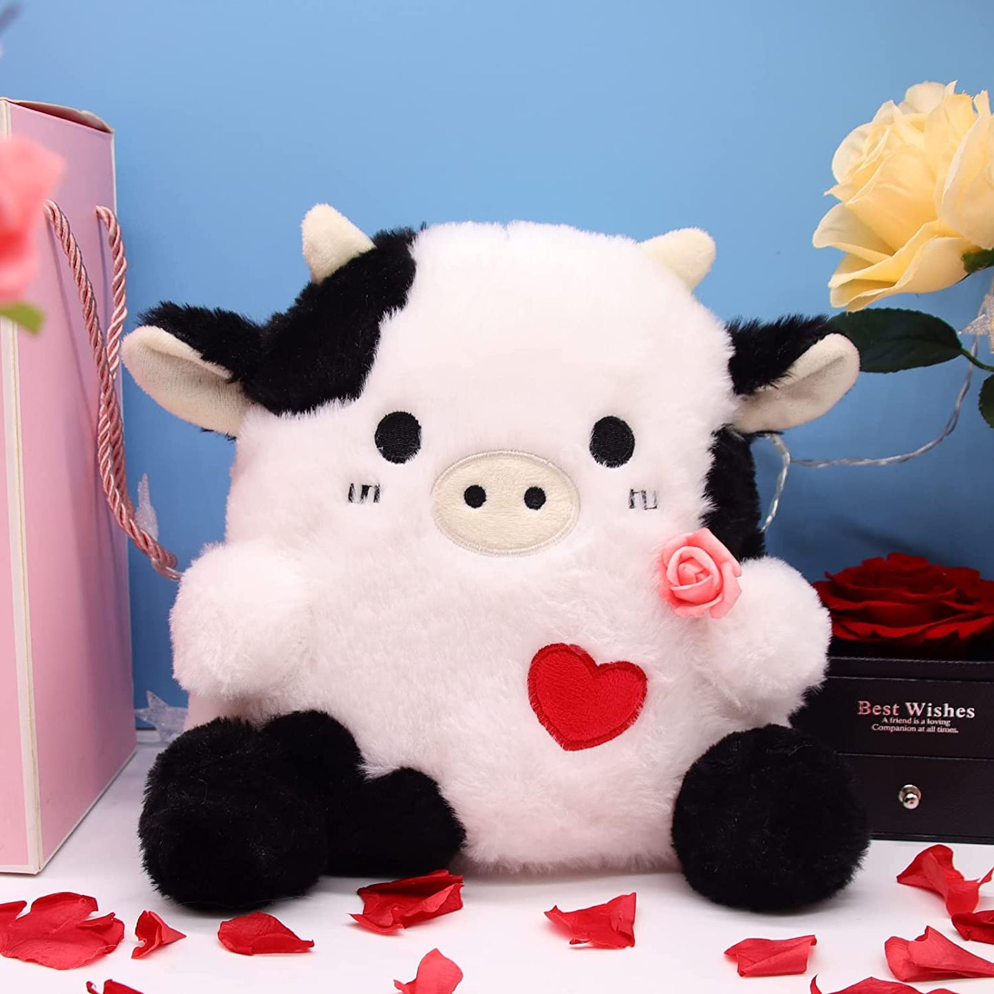 Cow Plush - 3D Cute Cow Stuffed Animals Pillow Toy - Kawaii Cow Plush - Cow Pillow Plush for All Ages - Gift for Valentine's Day Children's Day Home Decoration
