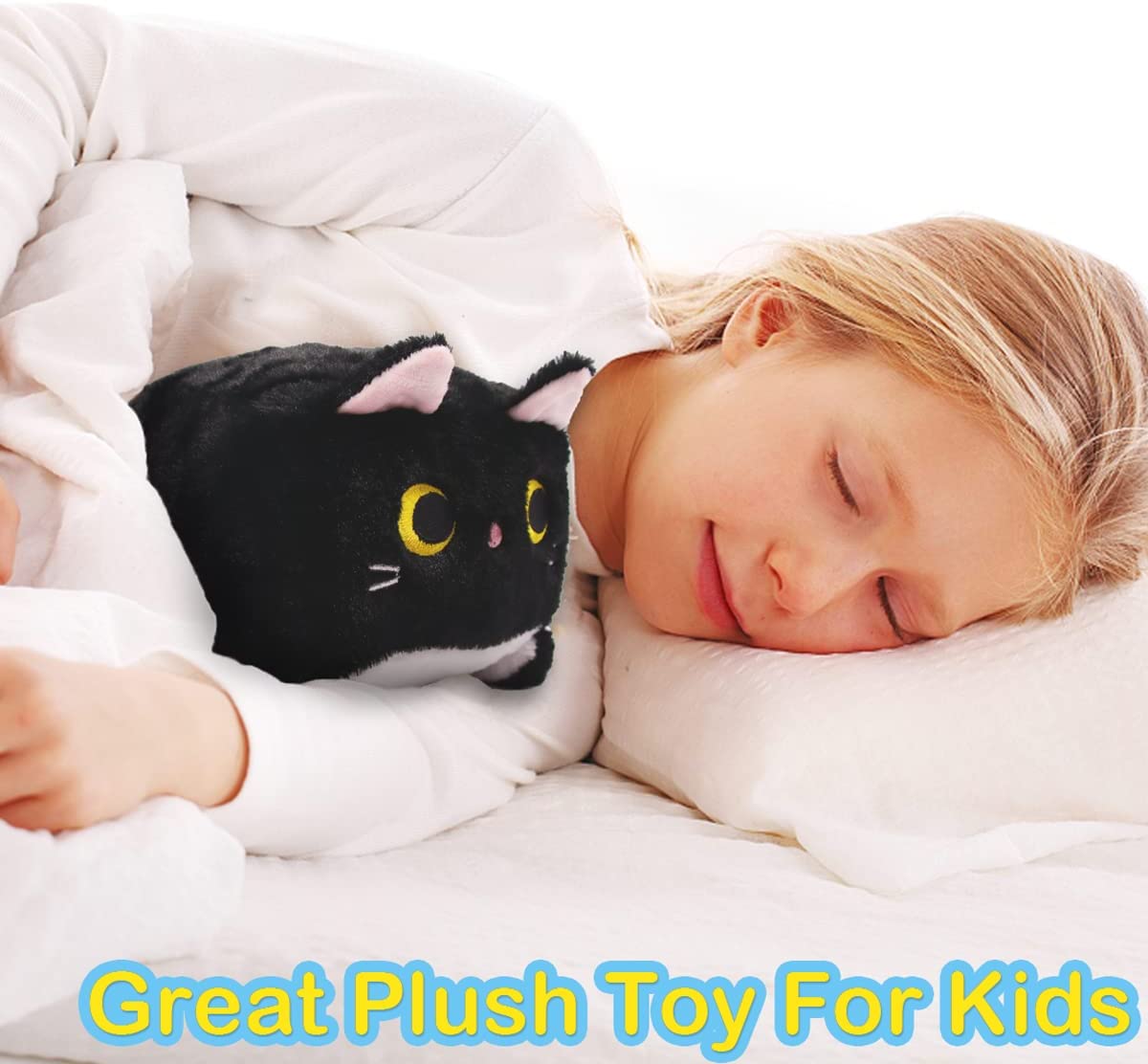 Black Cat Plush Toy Black Cat Pillow,Soft Plush Doll Cat Plushie Cat Pillow, Black Cat Plushie, Cat Plush, Cat Pillow Plush, Kawaii plushies Great Gift for Birthday/Christmas