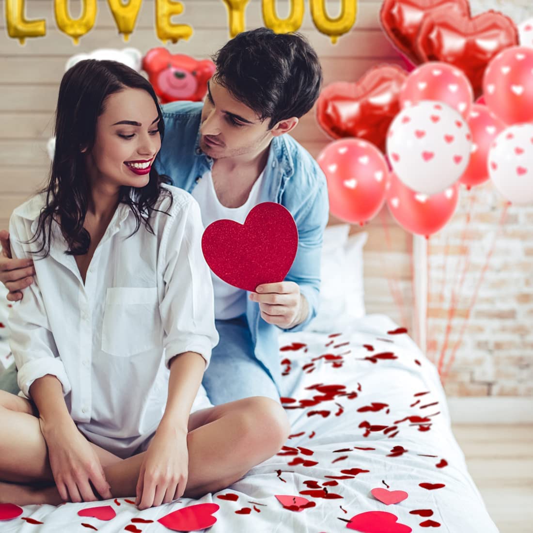 Valentines Day Balloons Kit I Love You Decoration Set Gold I Love You Banner 1000 Pieces Red Rose Petals Wedding Flower Decoration Foil Balloon Valentine Decorations Party Supplies