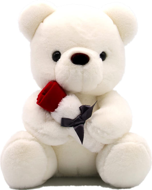 Valentines Day Gifts Teddy Bear Plush Stuffed Animal, Teddy Bears Stuffed Animals with Rose Gift for Her and Kids Stuffed Animals Toy Stuffed Animal Gifts Valentines Day Decor 10 Inch